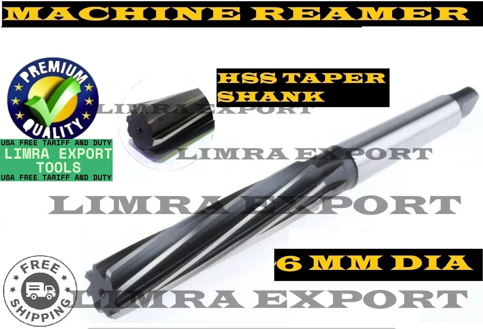HSS Machine Reamer Dia 6 MM With Taper Shank MT 1 – Cut Edge 47 MM – OAL 127 MM