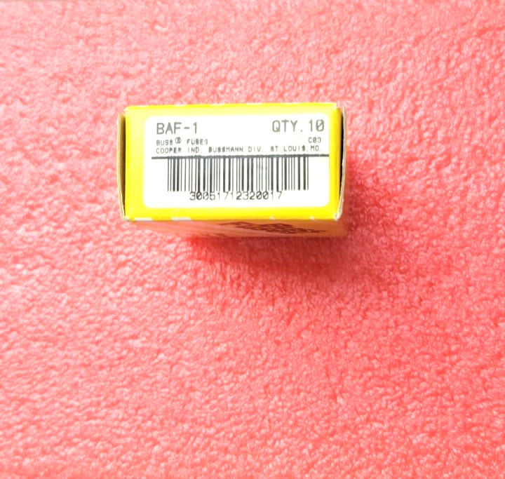 BUSS FUSE BAF-1 NEW 10/BOX UL-CSA FAST ACTING 1 AMP-250V FREE SHIPPING USA
