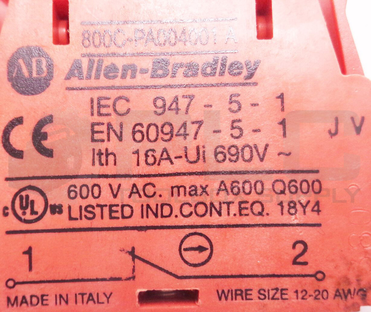BOX OF 8 NEW ALLEN BRADLEY 800C-PA004001 /A CONTACT BLOCKS 600VAC 690V