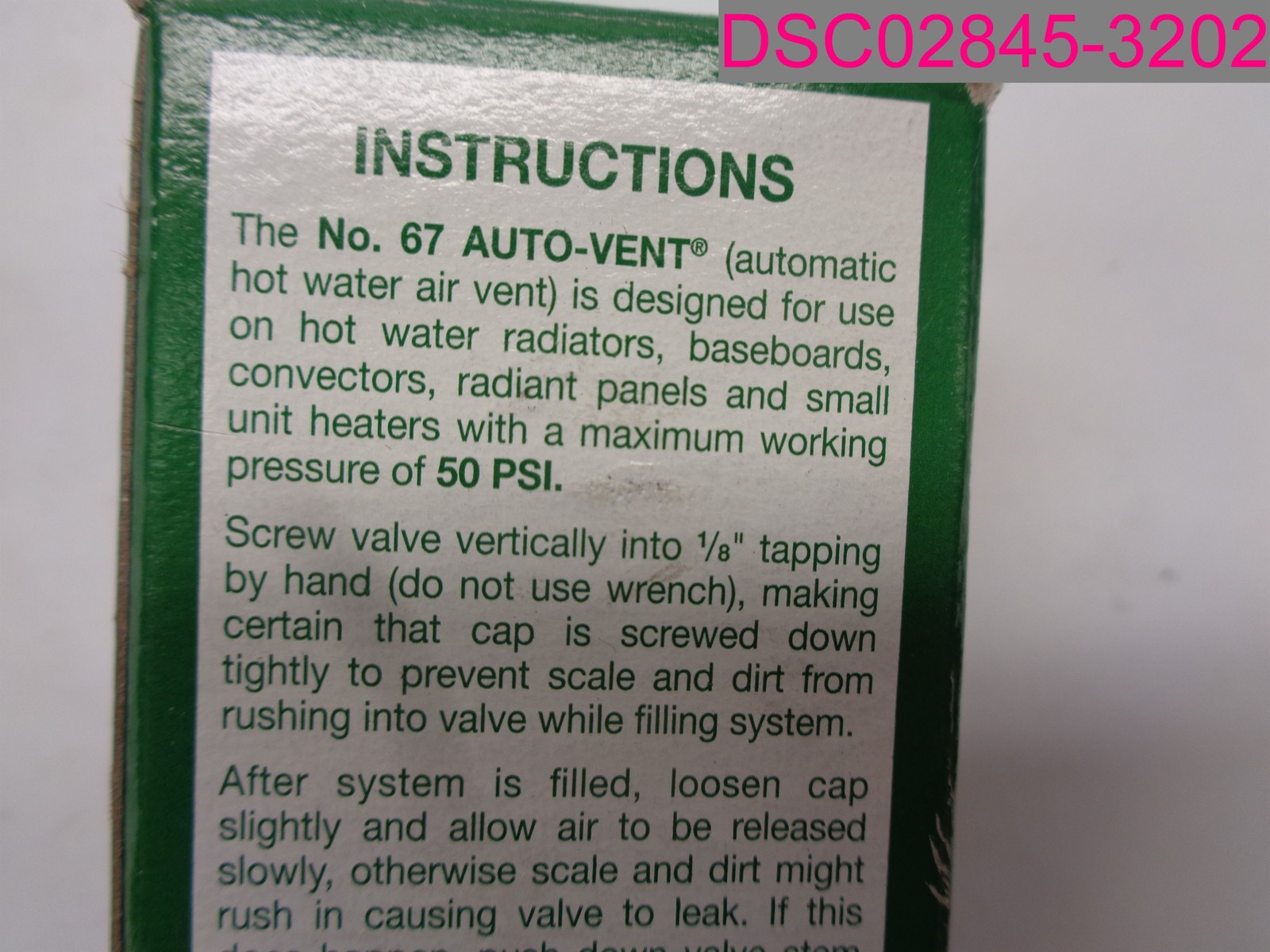 Maid O’ Mist No. 67 Auto-Vent, 1/8″