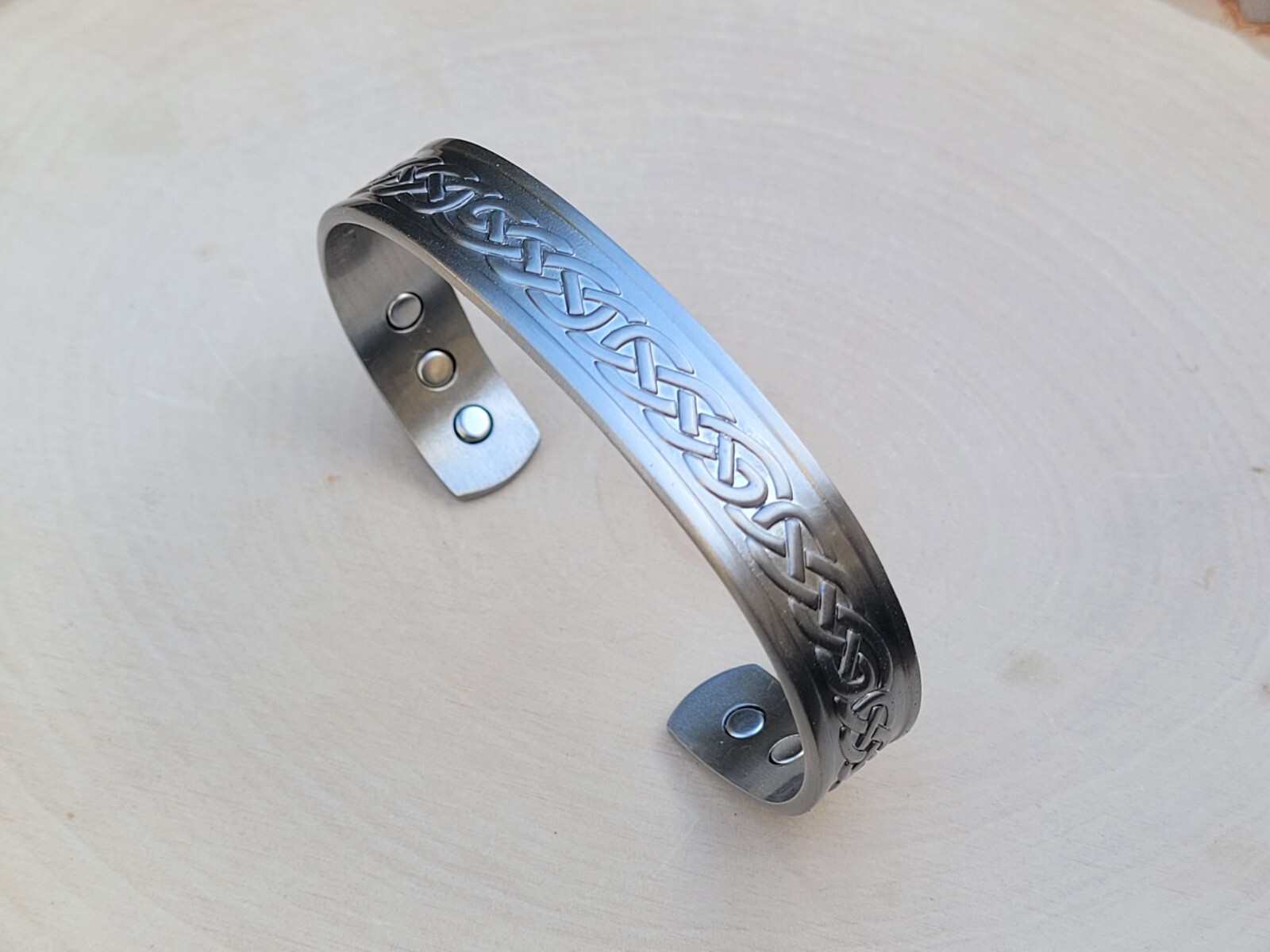 Solid Copper Magnetic Bracelet Silver Plated Pure Copper Cuff Celtic Knot