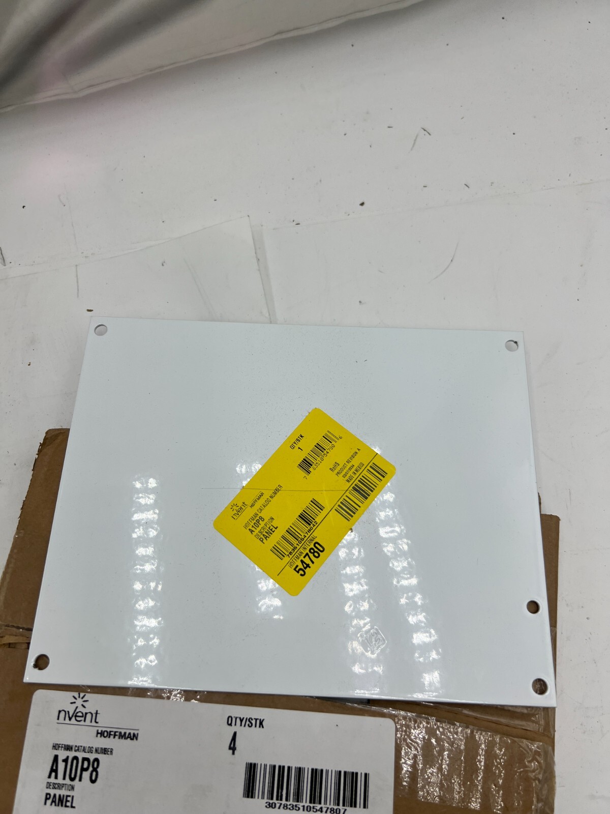 (Pack of 4) nVent Hoffman Panel for Junction Box Mild Steel White 10″ x 8″ A10P8