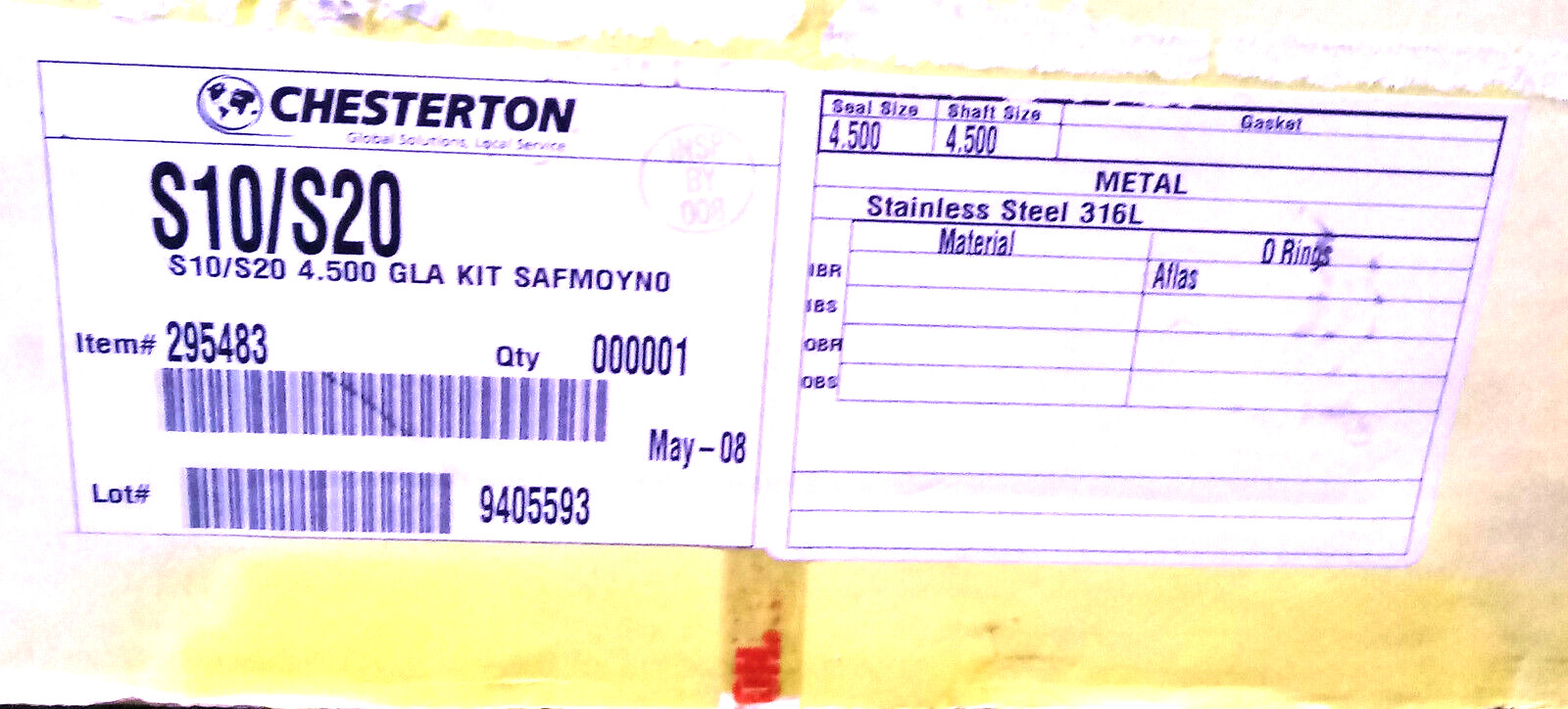 1 NEW CHESTERTON S10/S20 4.500 GLA KIT NIB ***MAKE OFFER***