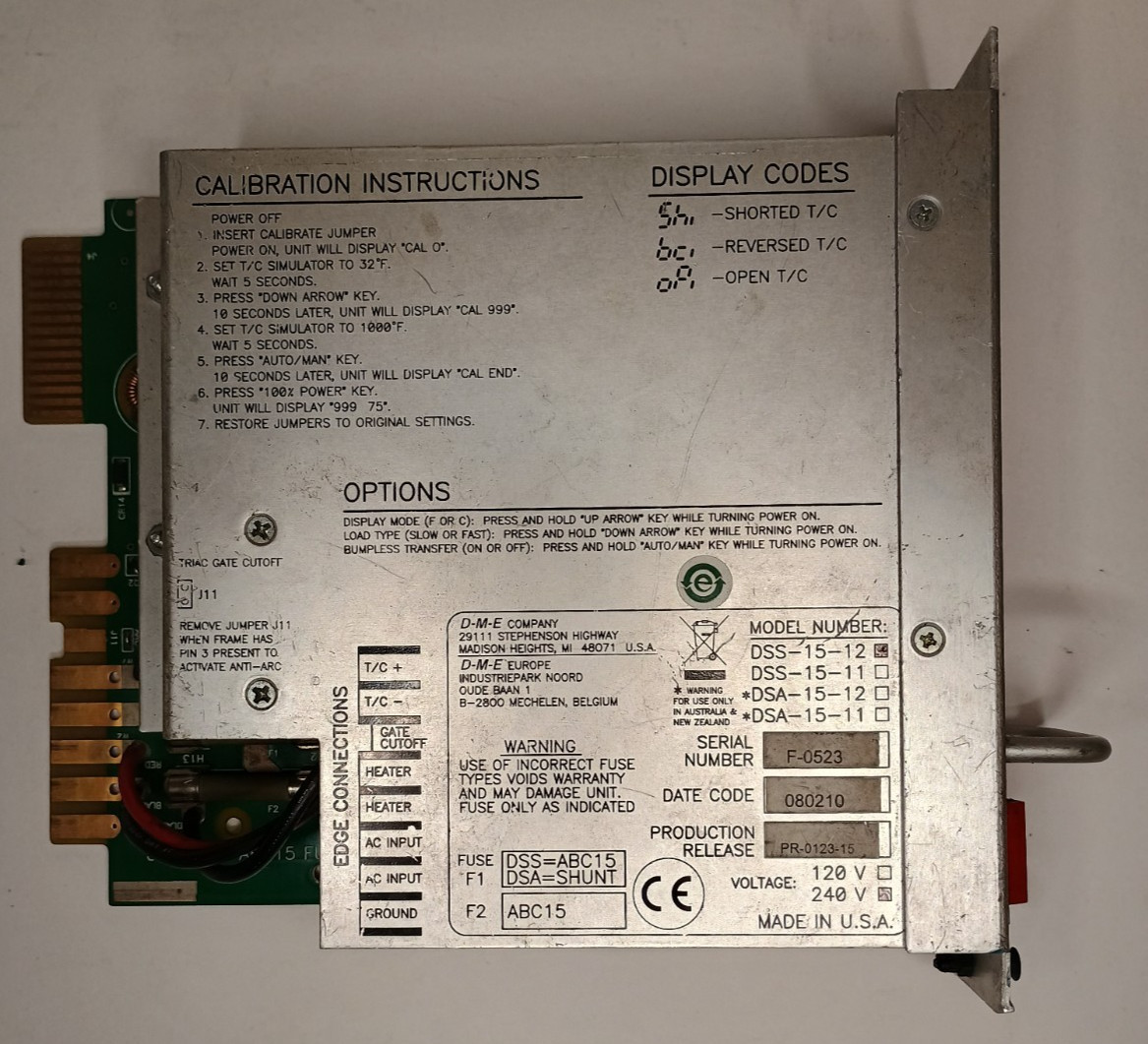 D-M-E DSS-15-12 240 VAC Temperature Control Module 15 Amp – Warranty
