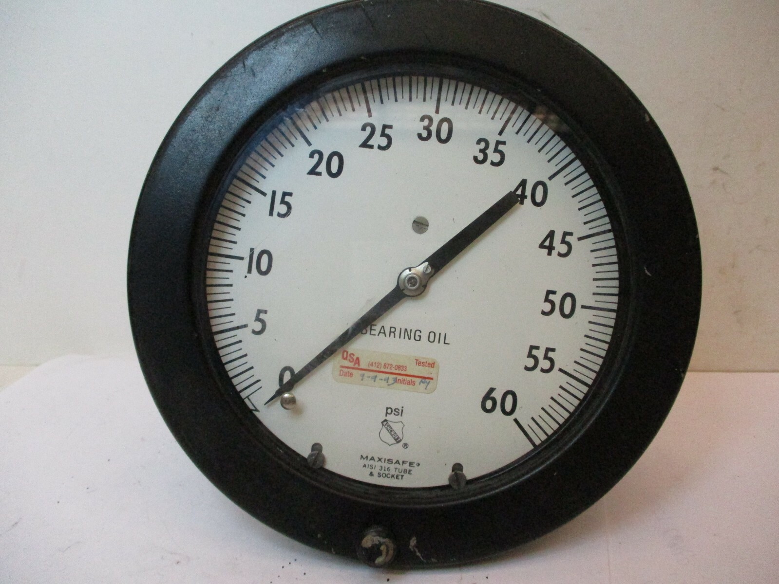Bearing Oil Maxisafe Gauge 60 PSI AISI 316 Tube & Socket A1451AES
