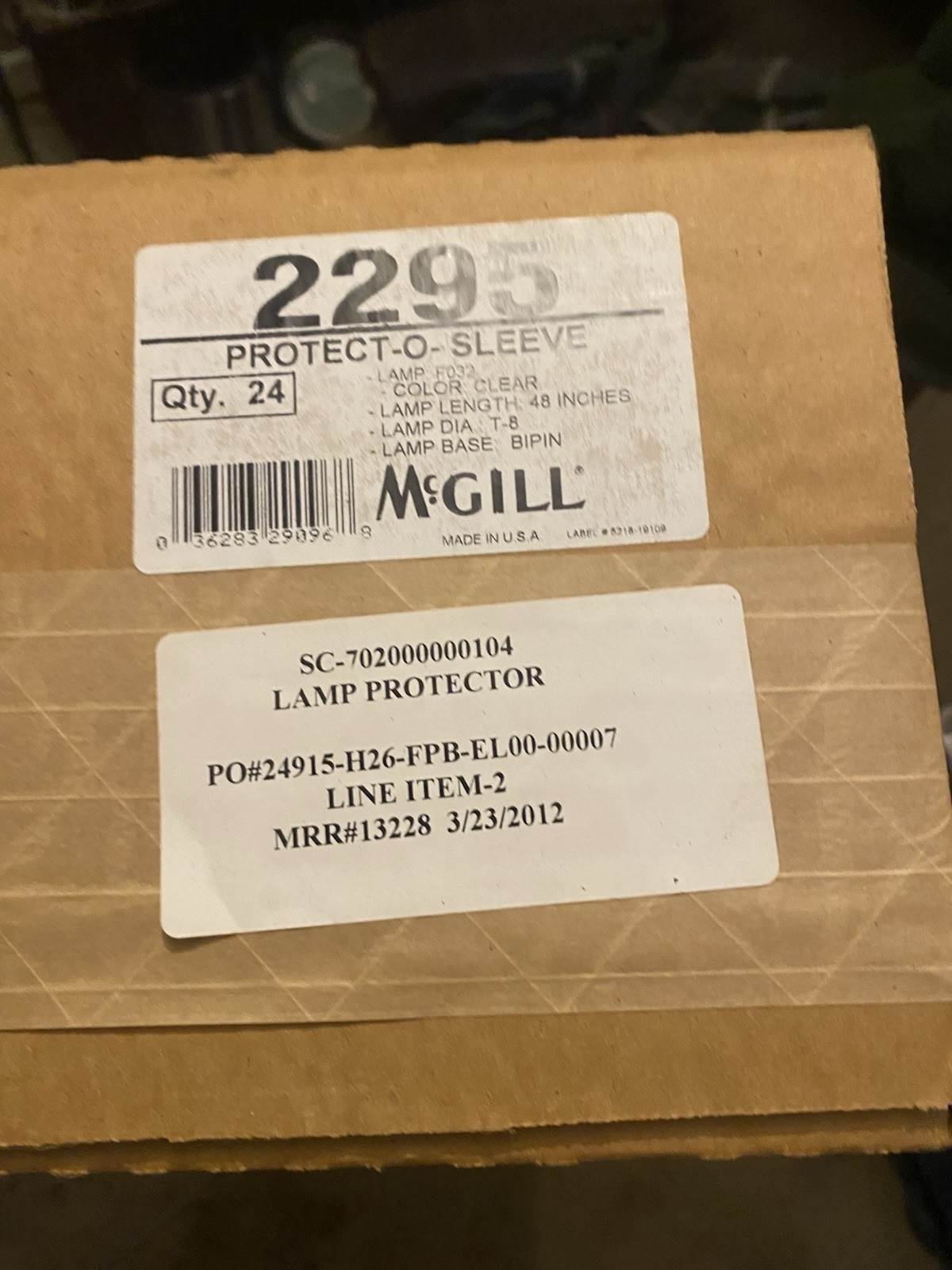 NEW McGill Protect-O-Sleeve 2295 F032 Clear 48″ T-8