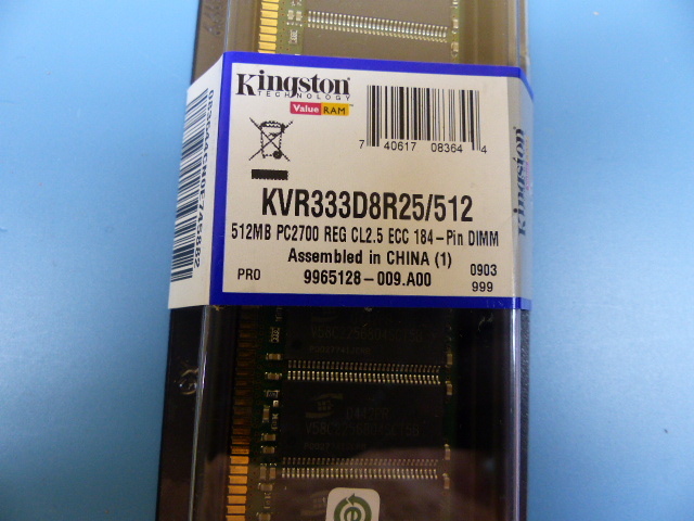 KINGSTON KVR333D8R25/512 Qty of 1 per Lot