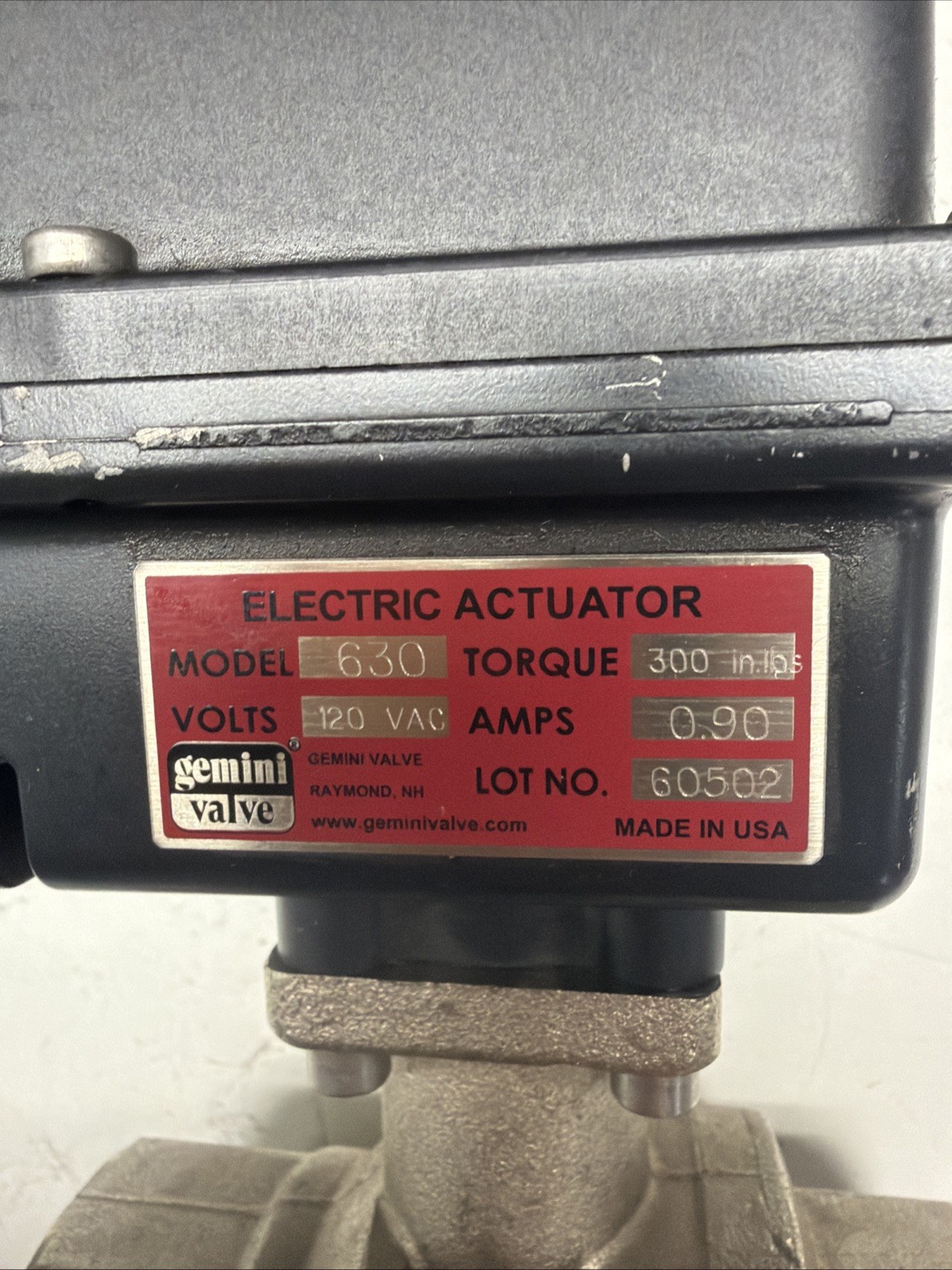(BRAND NEW) GEMINI VALVE 630 ELECTRIC ACTUATOR W/ 2” DN50 BALL VALVE