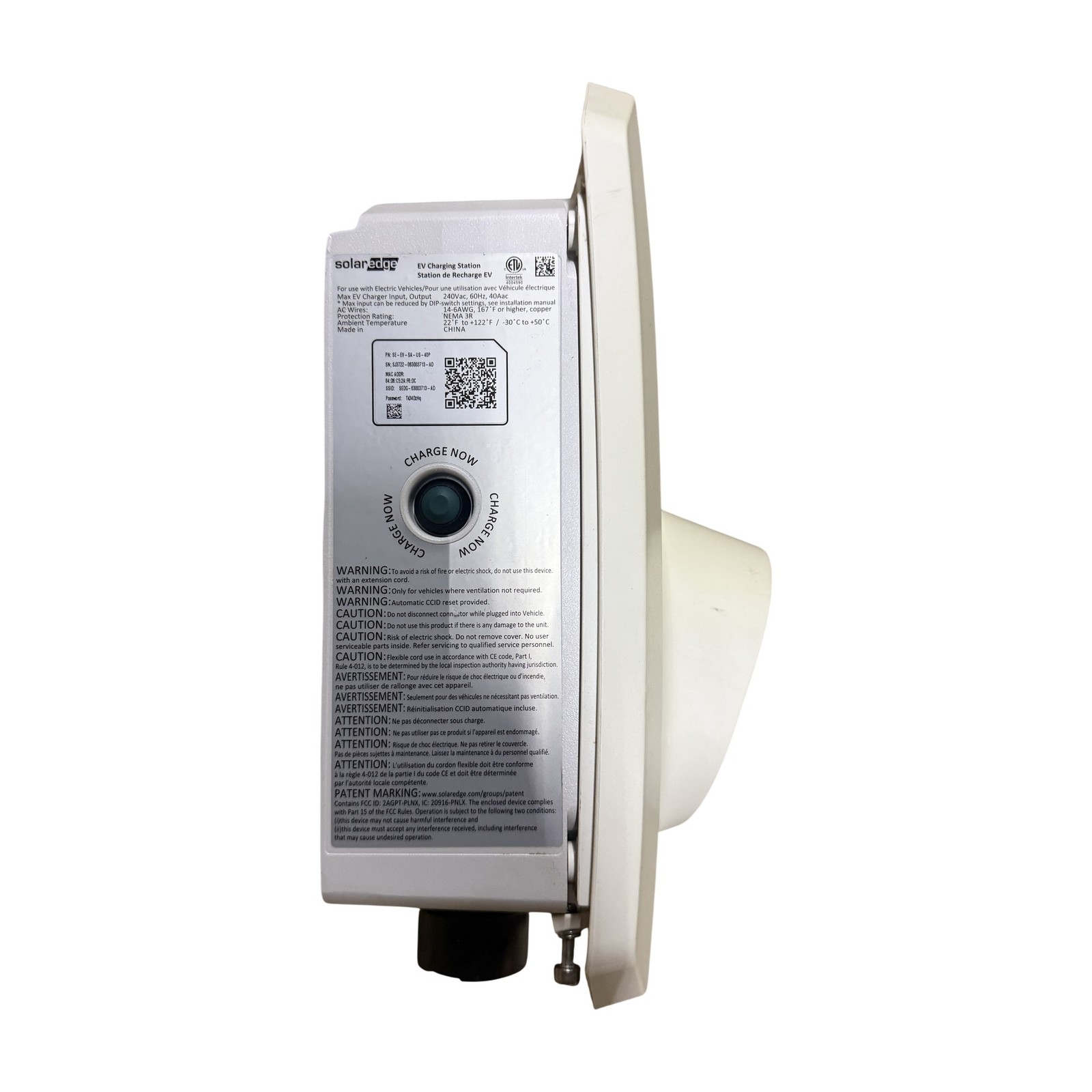 SolarEdge SE-EV-SA-KIT-LJ40P EV Charging Station 40A J1772 25ft Cable NEMA 6-50