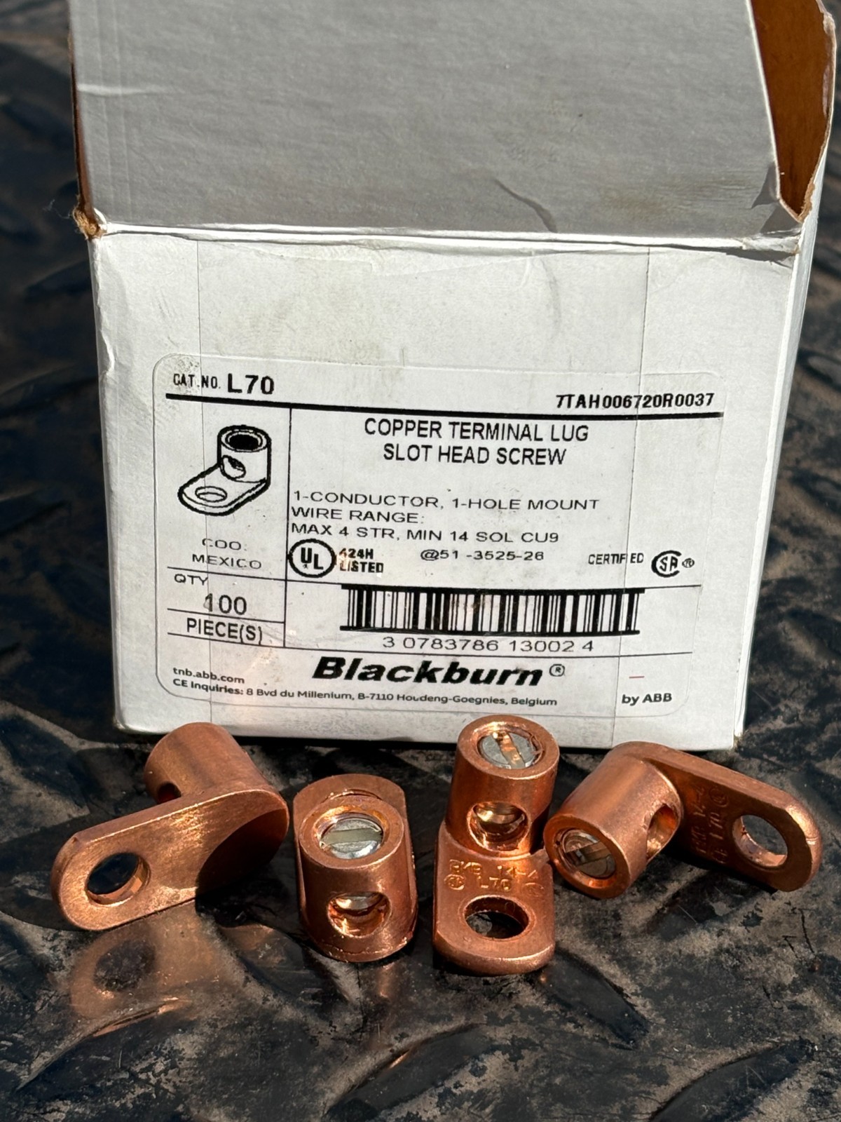 Lot of (10) Blackburn L70 Copper Terminal Lug Slot Head Screws 1-Hole Mount ^