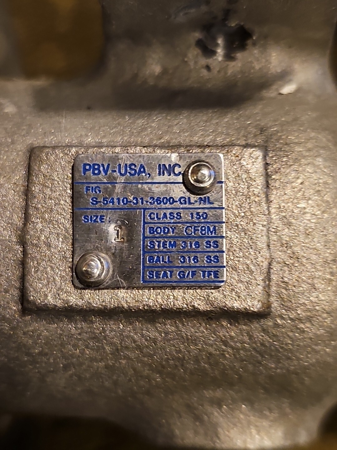 PBV Ball Valve PBV S-5410-31-3600-GL-NL Class 150 316SS Stem Size 1-5 CF8M PBV-2