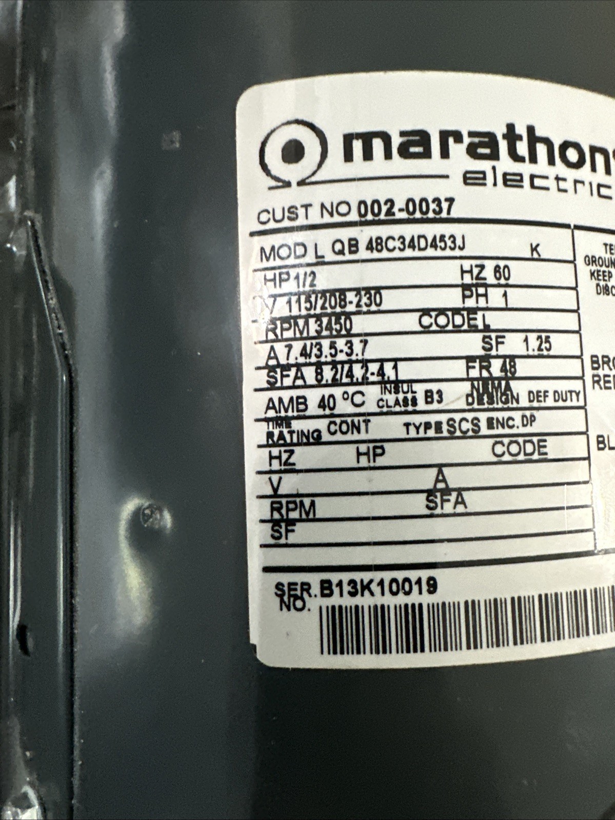 Handler 1/2 HP Dental Suction Motor New! P60U-01.