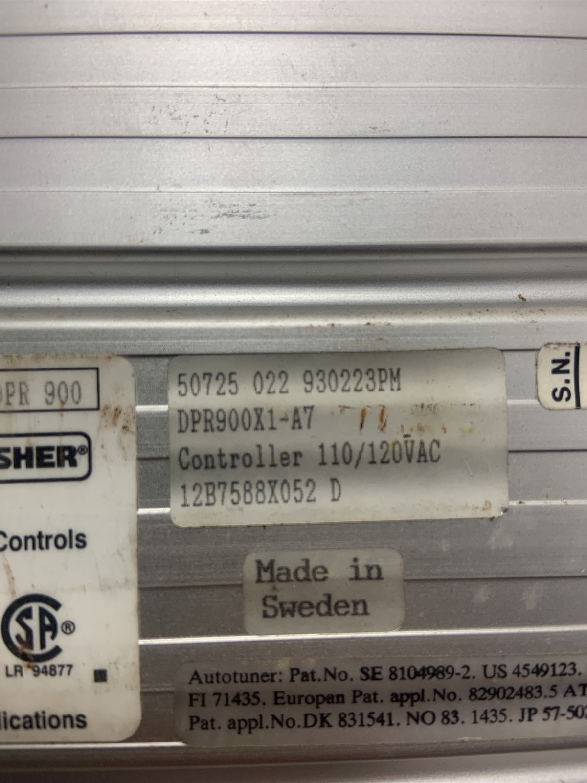 FISHER DPR900X1-A7 CONTROLLER TYPE DPR900 DPR900X1A7 12B7588X052