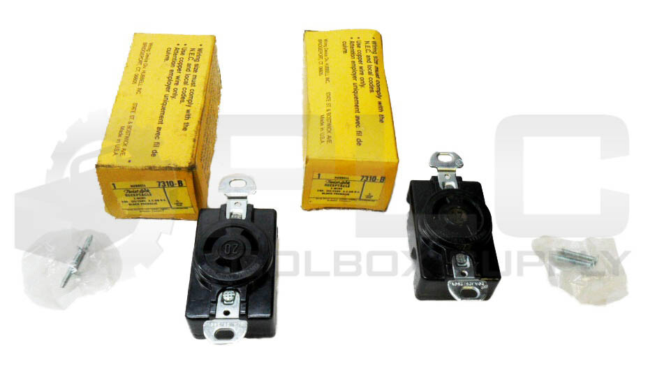 LOT OF 2 NEW HUBBELL 7310-B RECEPTACLE 3-WIRE 20A 120-250V AC/DC *READ*