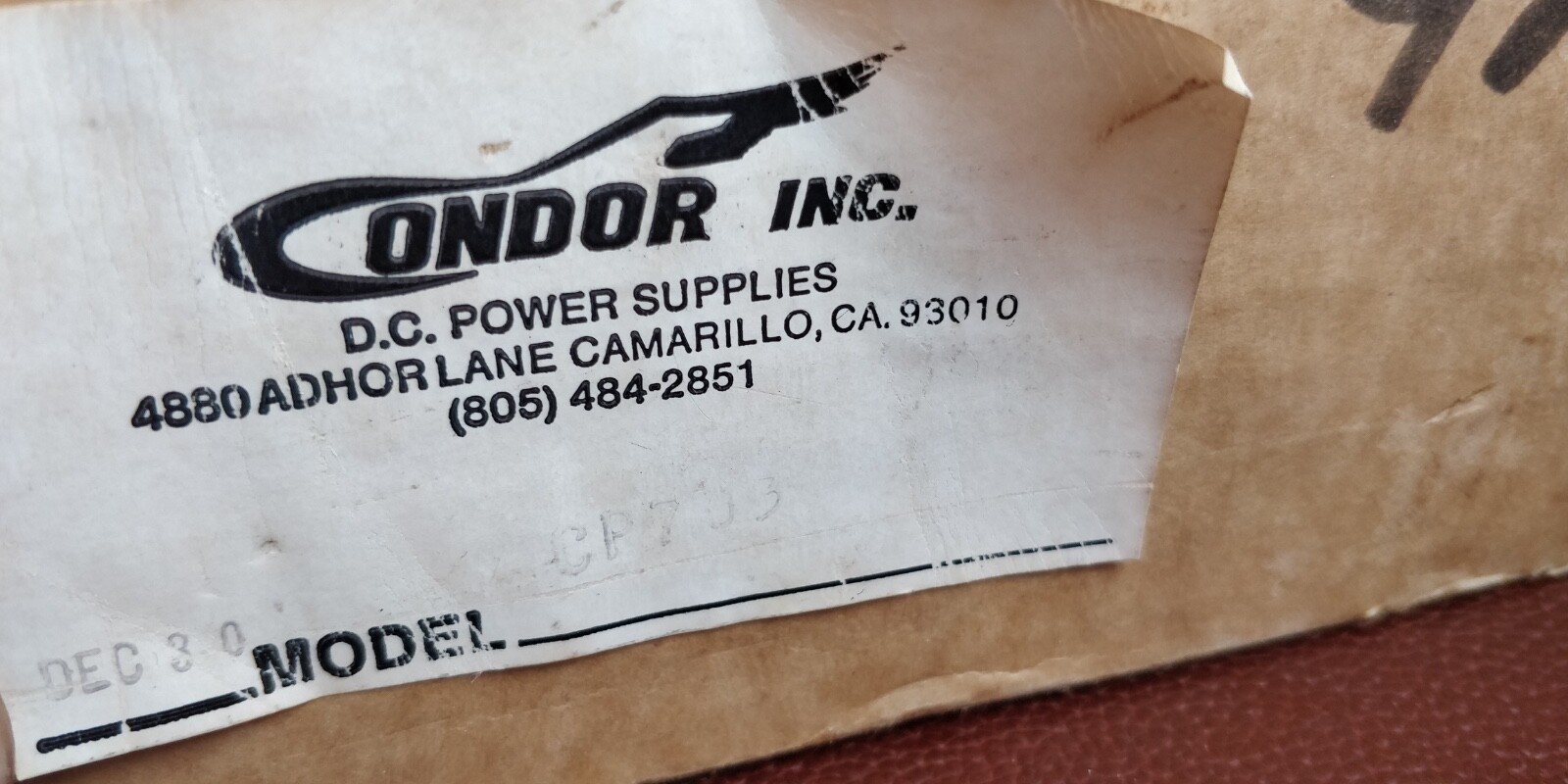 CONDOR FBB512 CP 703 ~ Outputs: 5V 2A + 12V 4A Input: 115V / 230V Power supply
