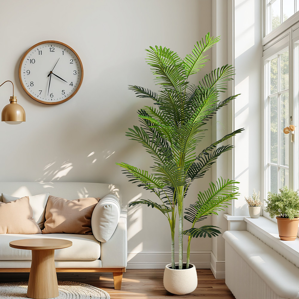 78.5″ Artificial Palm Tree with Black Plastic Pot, Set of 2