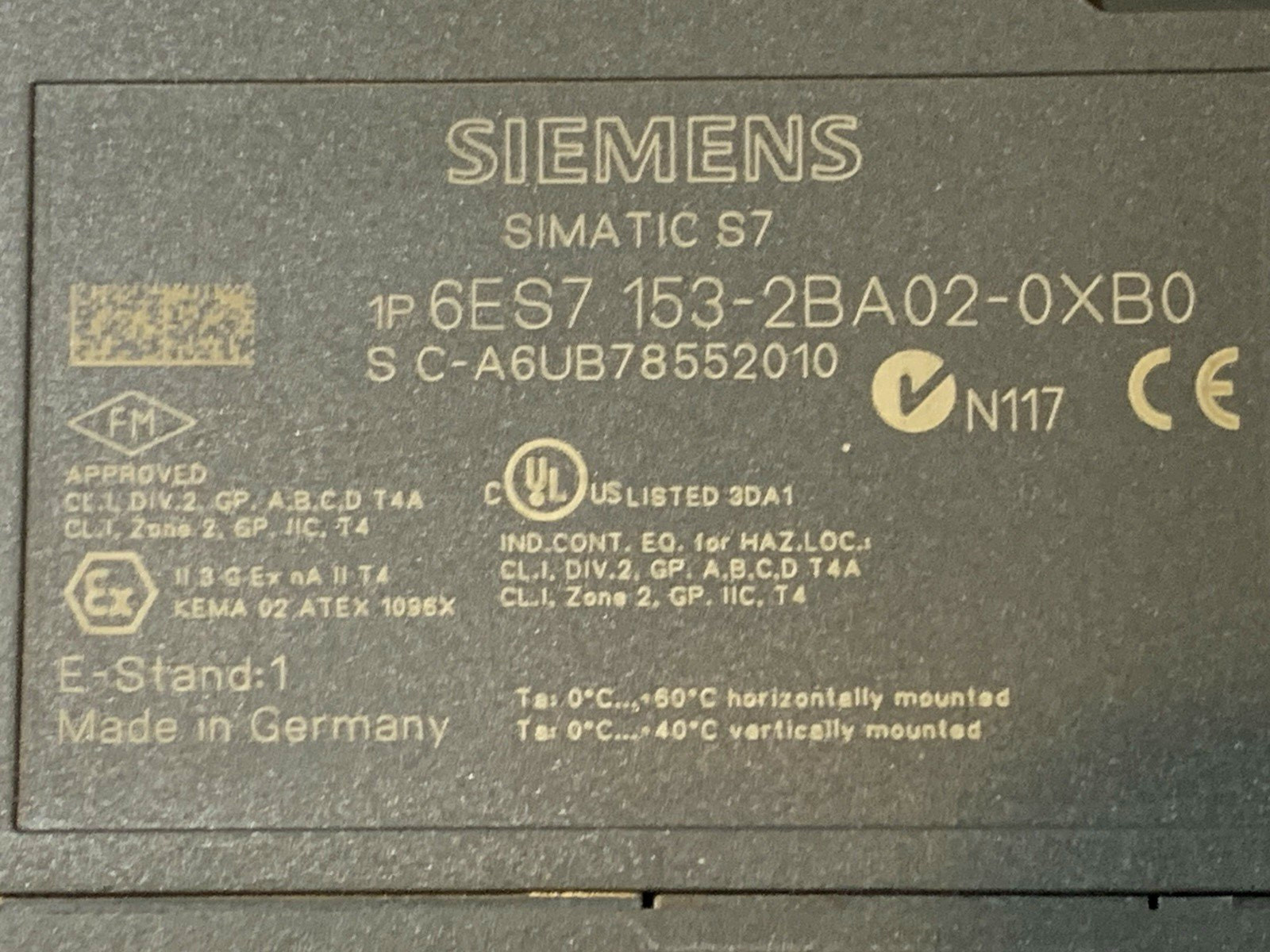 SIEMENS SIMATIC S7 INTERFACE MODULE ET200M/LINK IM 153-2 6ES7 153-2BA02-0XB0