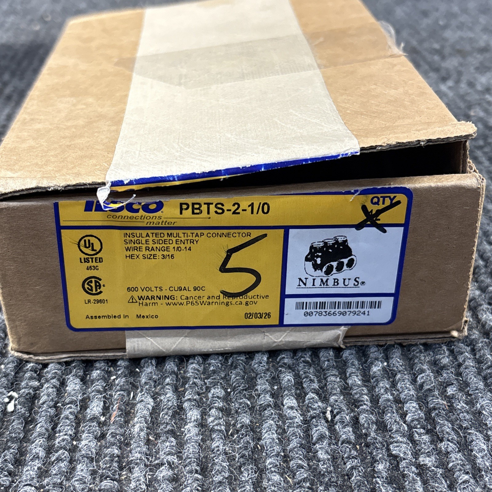 5 Pk Ilsco PBTS-2-1/0 Two-Port Insulated Multi-Tap Connector