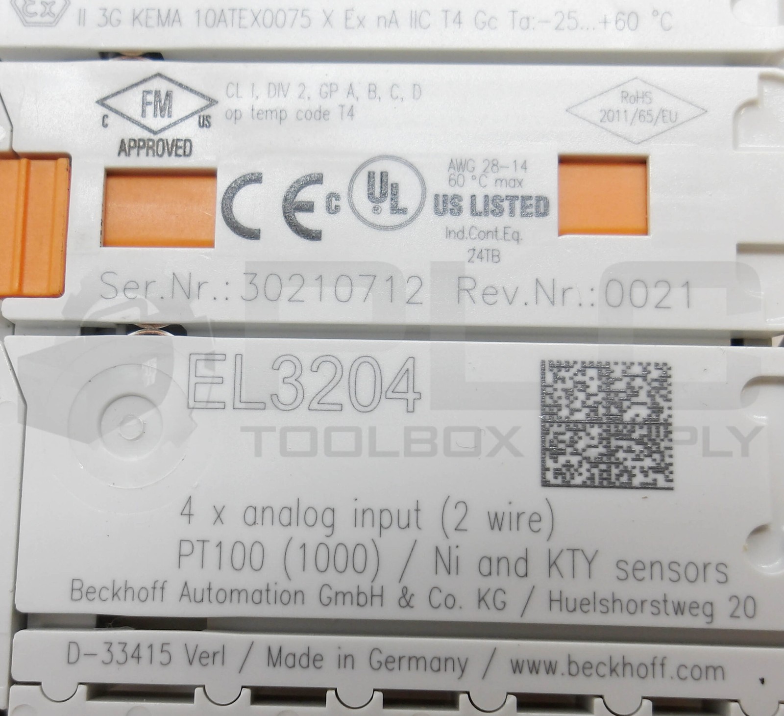 BECKHOFF EL3204 4X ANALOG INPUT 2WIRE