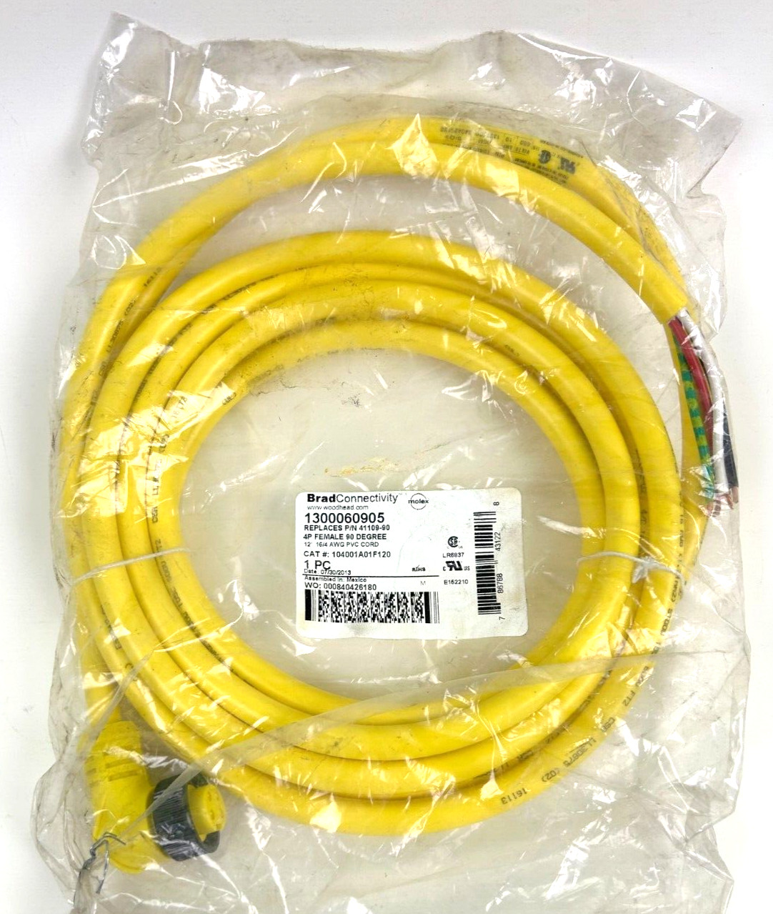 WOODHEAD 1300060905 Brad CONNECTIVITY Female 90 Deg. Cable | New