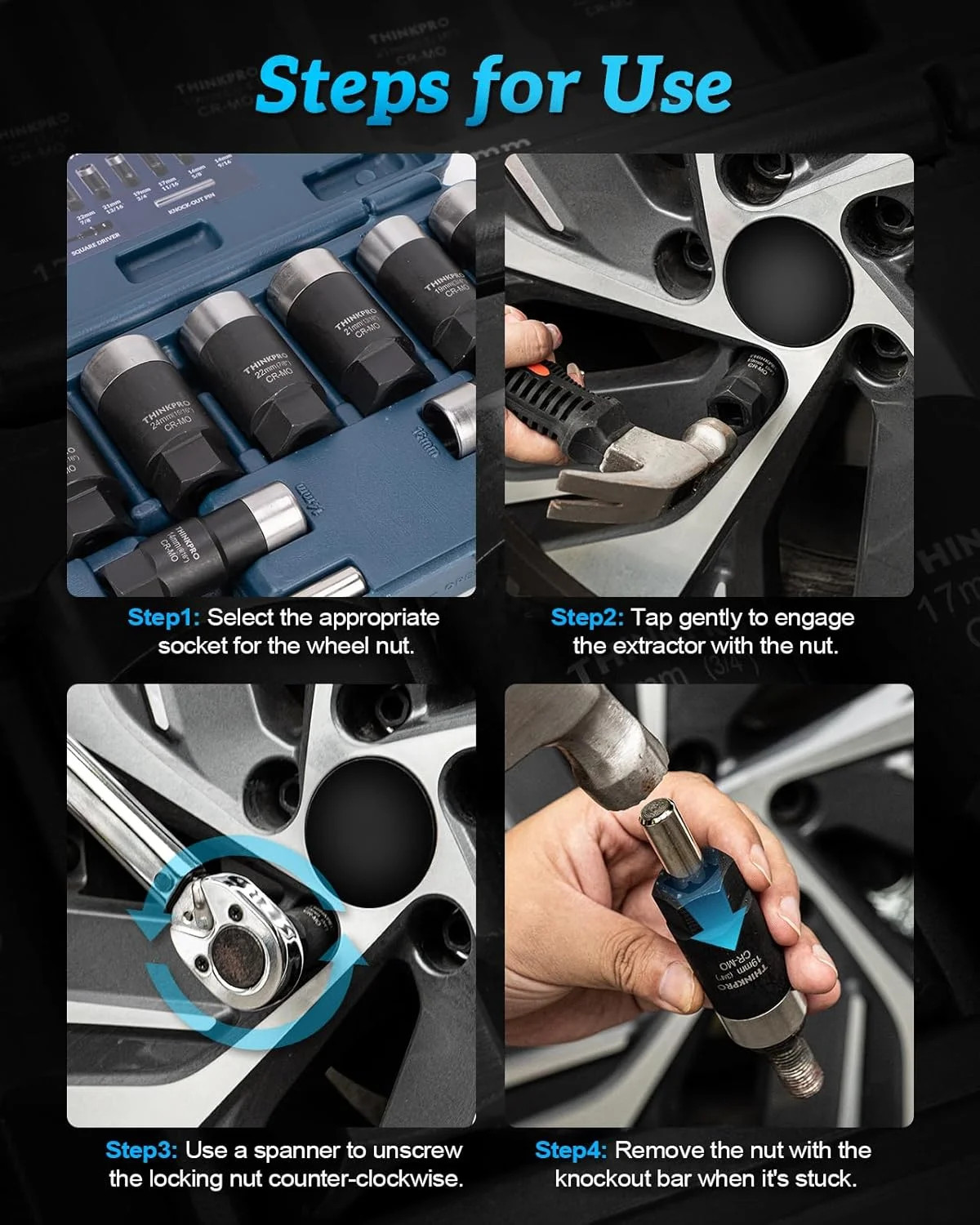 Locking Lug Nut Removal Tool,Heavy Duty Wheel Lock Removal Kit | 10 Pieces Lug N