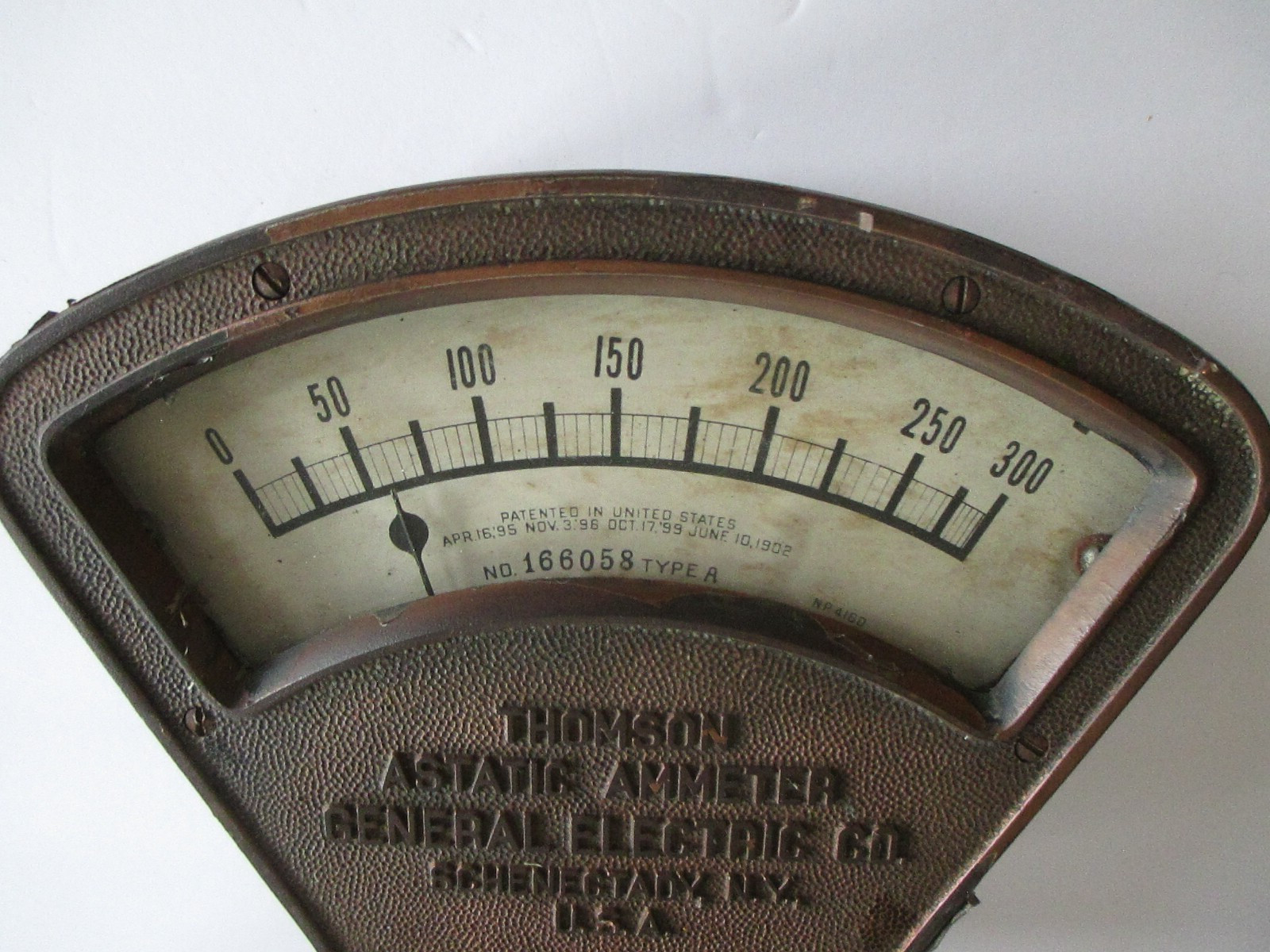 Antique Brass Plated GENERAL ELECTRIC Amp Thompson Astatic Meter , 9.5″ C59