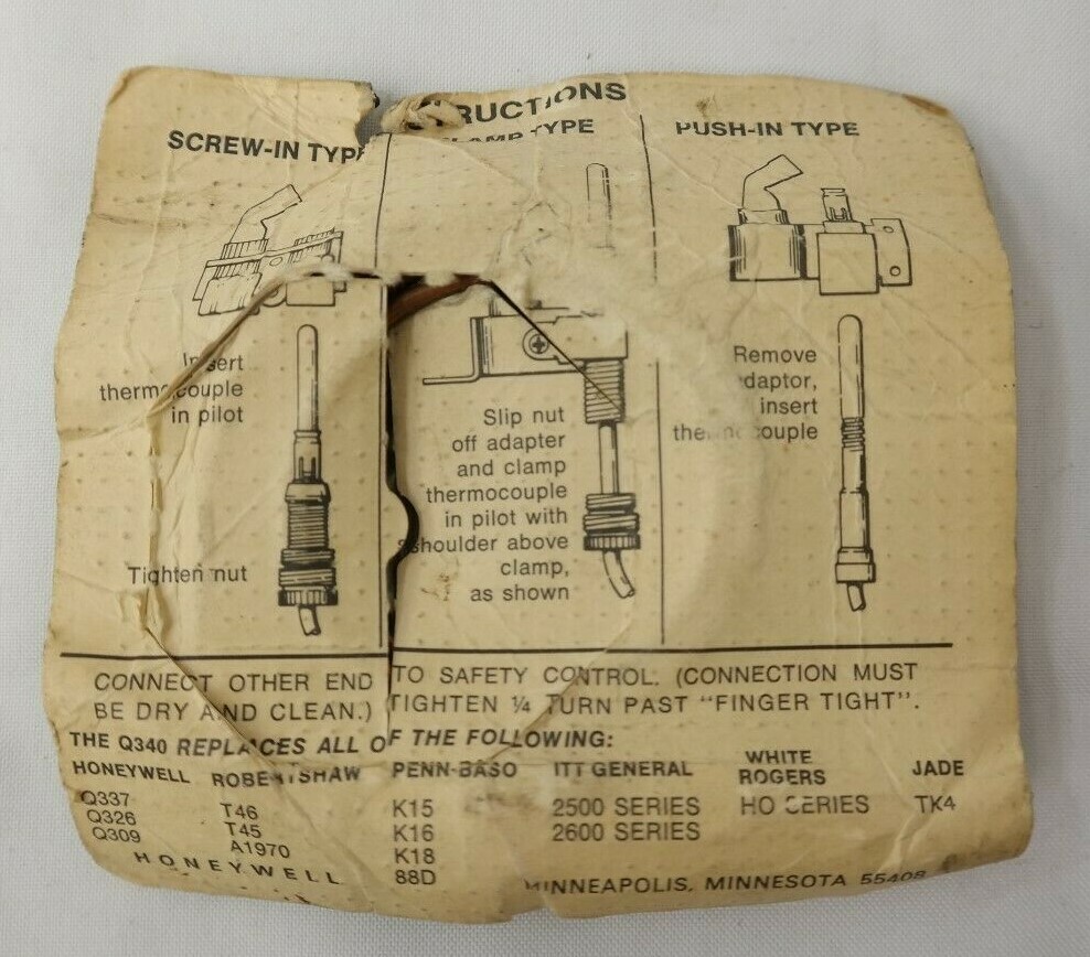 Honeywell Q340A Tradeline Universal Thermocouple The Bulls Eye 72″ Lead NOS T5