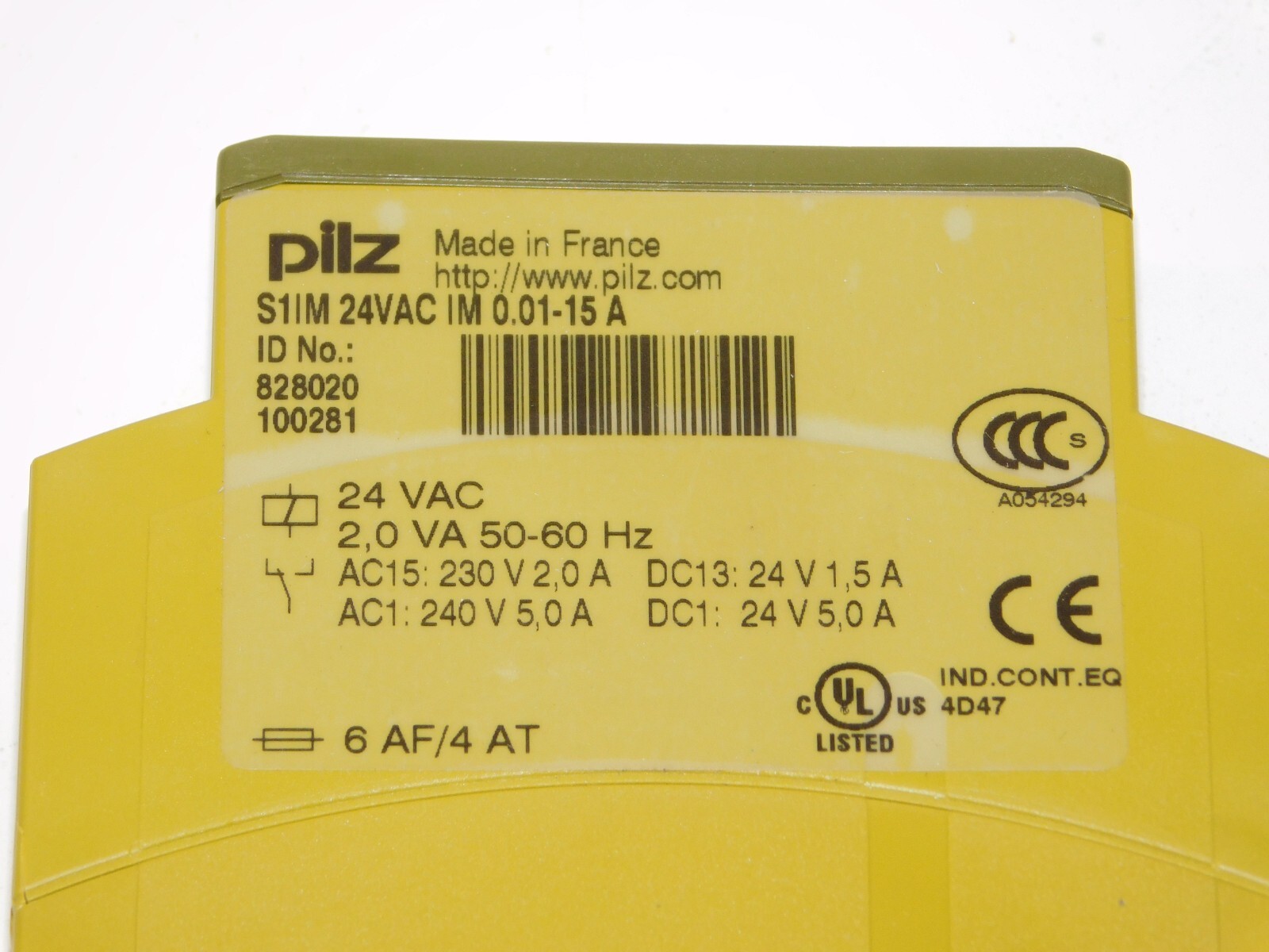 New Pilz 828020 S1IM 24VAC IM 0.01-15A Safety Relay Module Unit Made in France