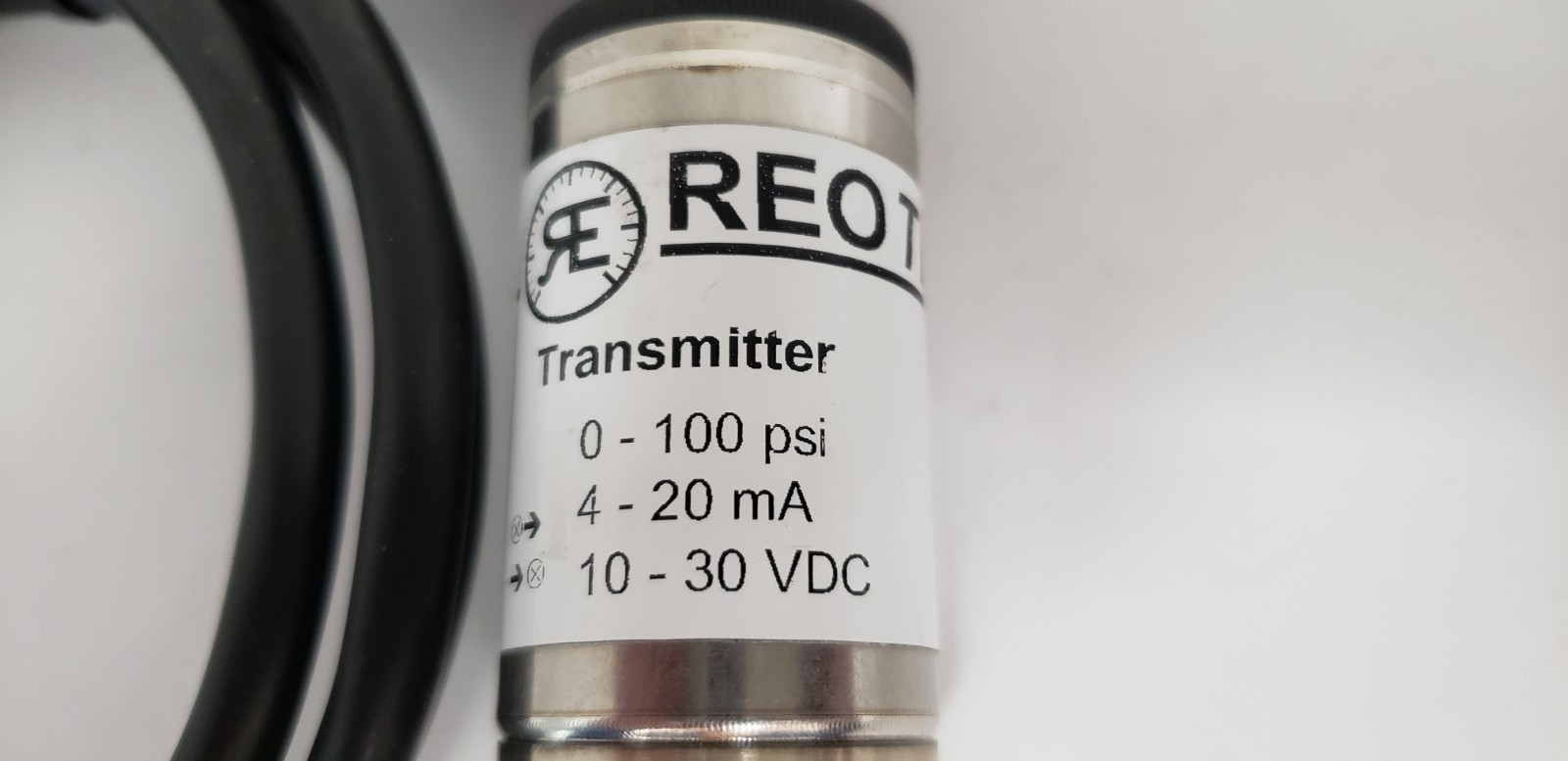 REOTEMP TG1-P18-2A4A PRESSURE TRANSMITTER, 0-100 PSI, 10-30VDC, 4-20mA, NNB