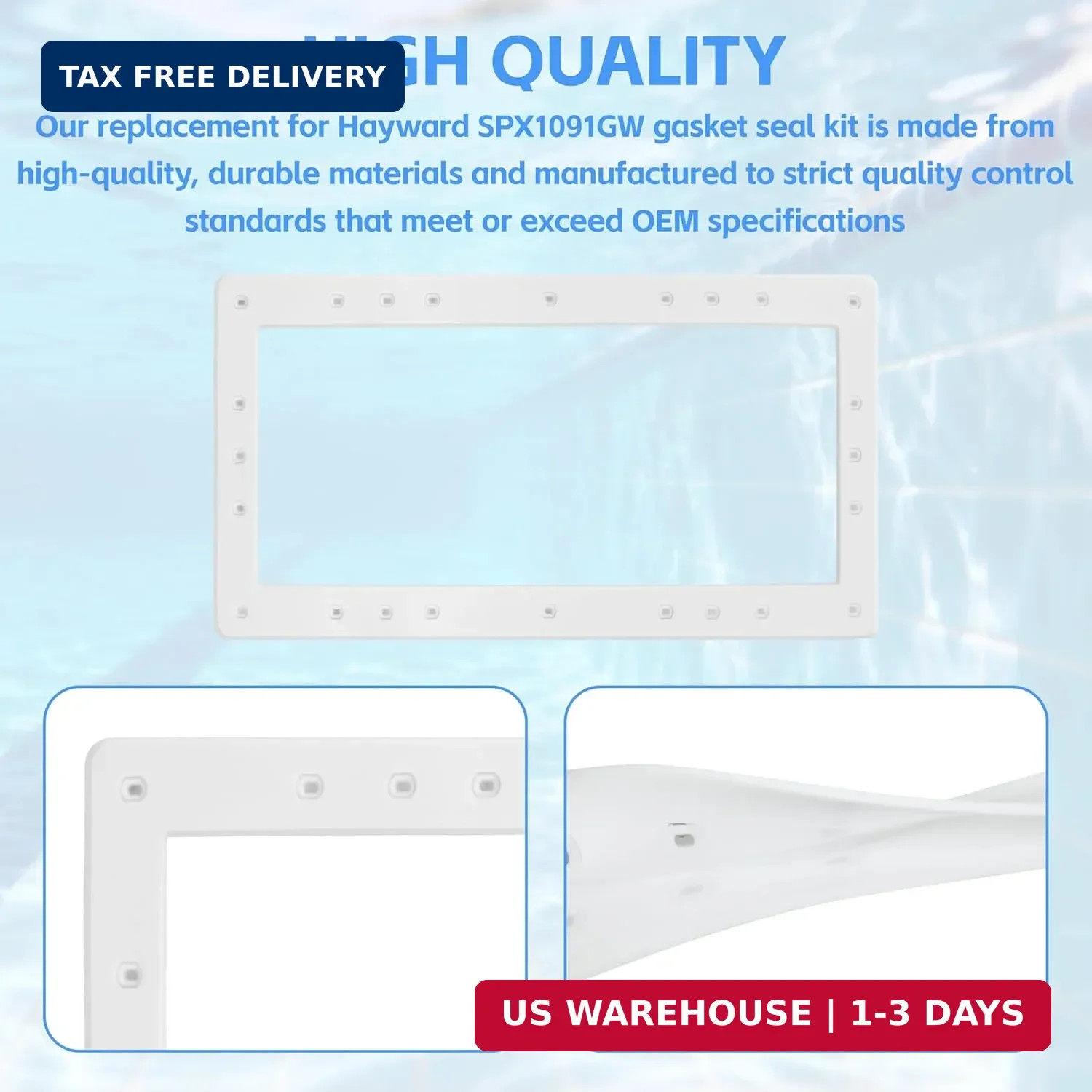 3-Pack 13 3/4″ x 7.5″ Wide Mouth Above Ground Pool Skimmer Gasket for SPX1091Gw,