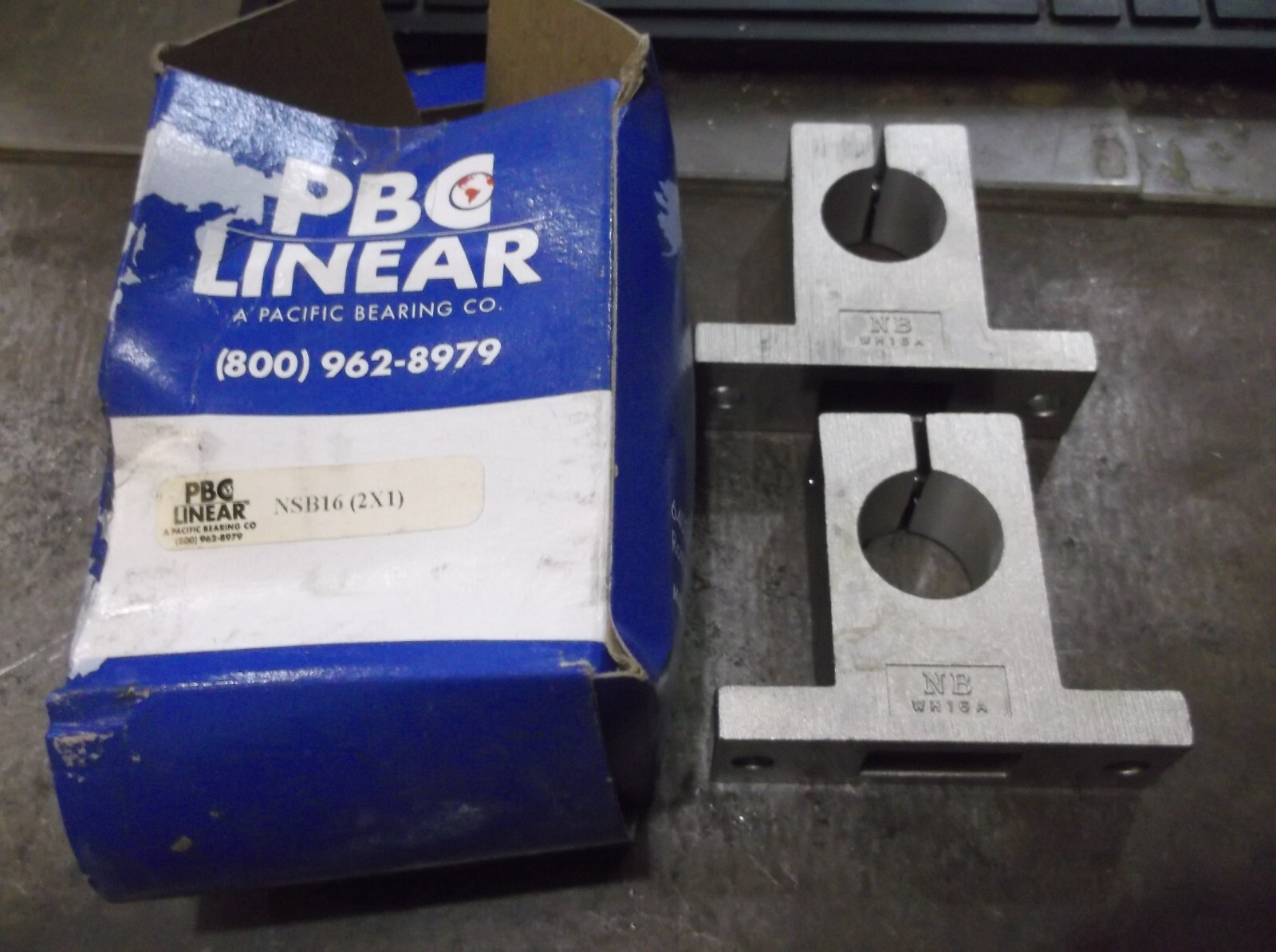 LOT OF 2 NIB PBC LINEAR NSB16 LINEAR SHAFT SUPPORT BLOCK (208-1)