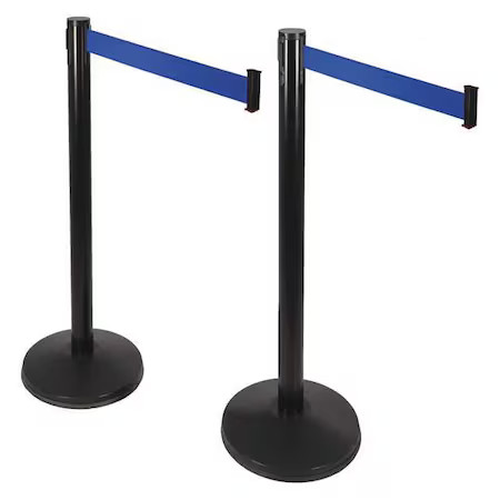 Retracta-Belt Prime 101Sb-Bl-2Pk Barrier Post With Belt, Black, 10 Ft Length,