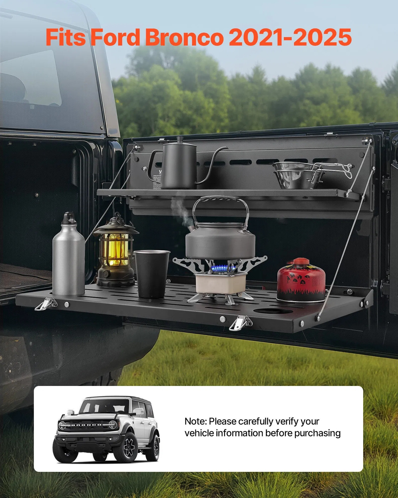 Tailgate Table for 2021-2026 Ford Bronco 4 Door Hardtops (Exclude Bronco Sport),
