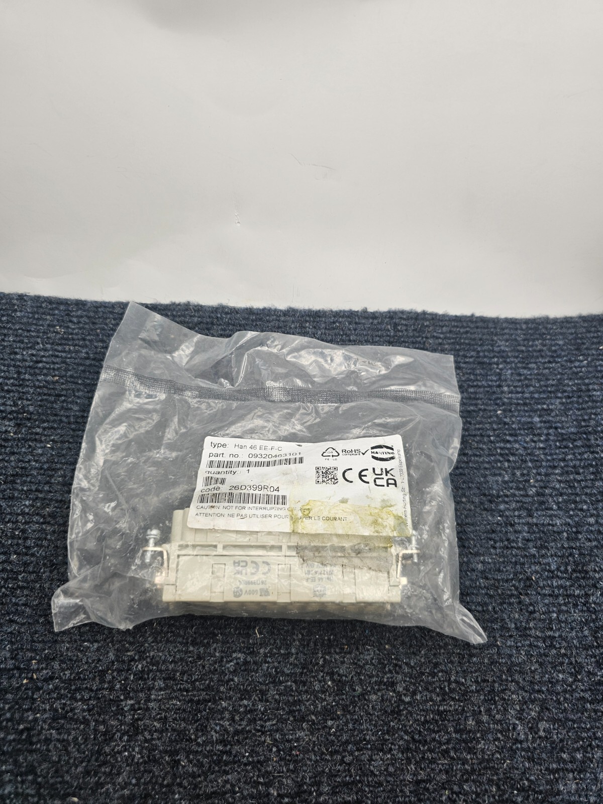 Harting 09320463101: HAN46EE-F-C Rectangular Connector 16A 500V 6kV 3