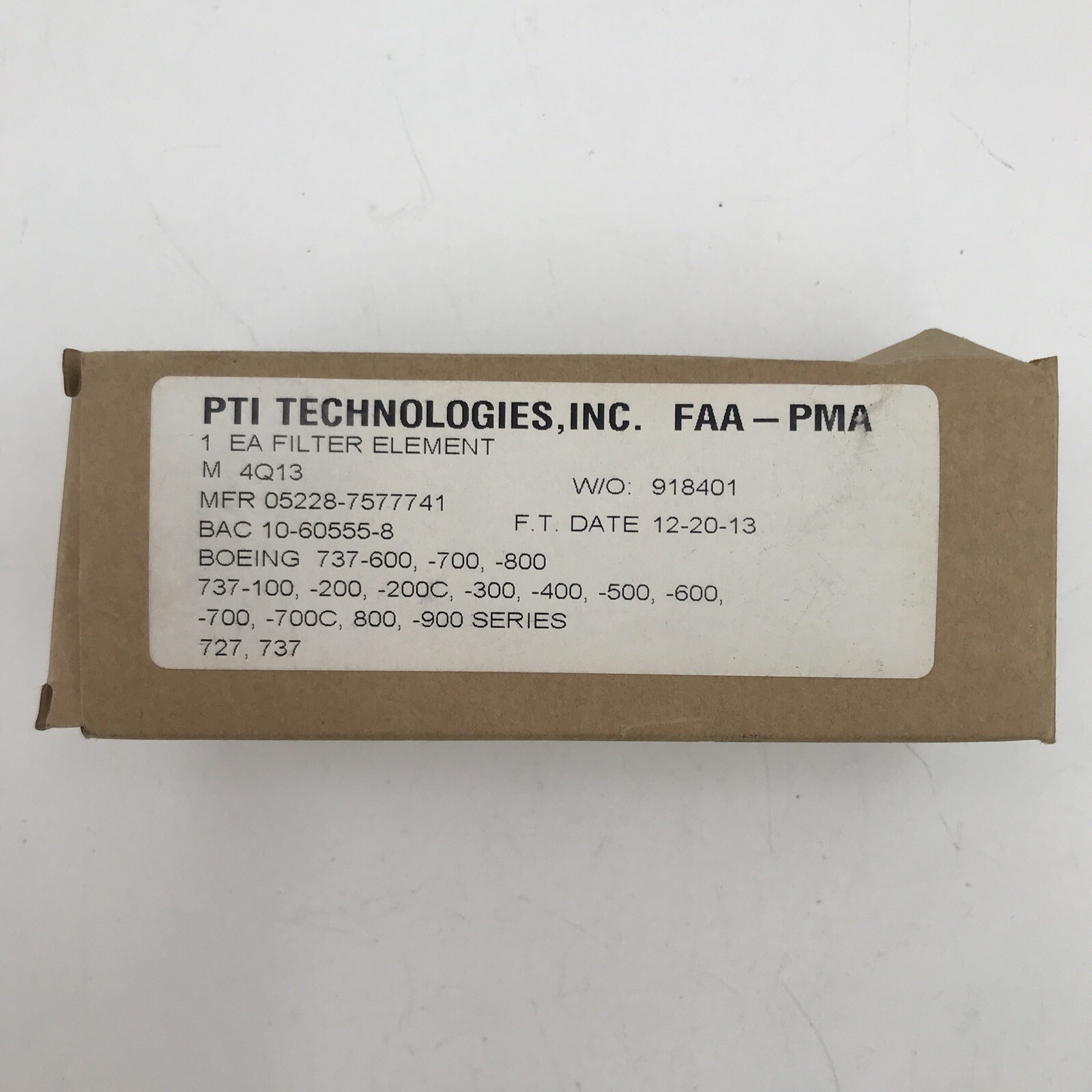 PTI Technologies, Inc. FAA-PMA EA FILTER ELEMENT NIB 7577741
