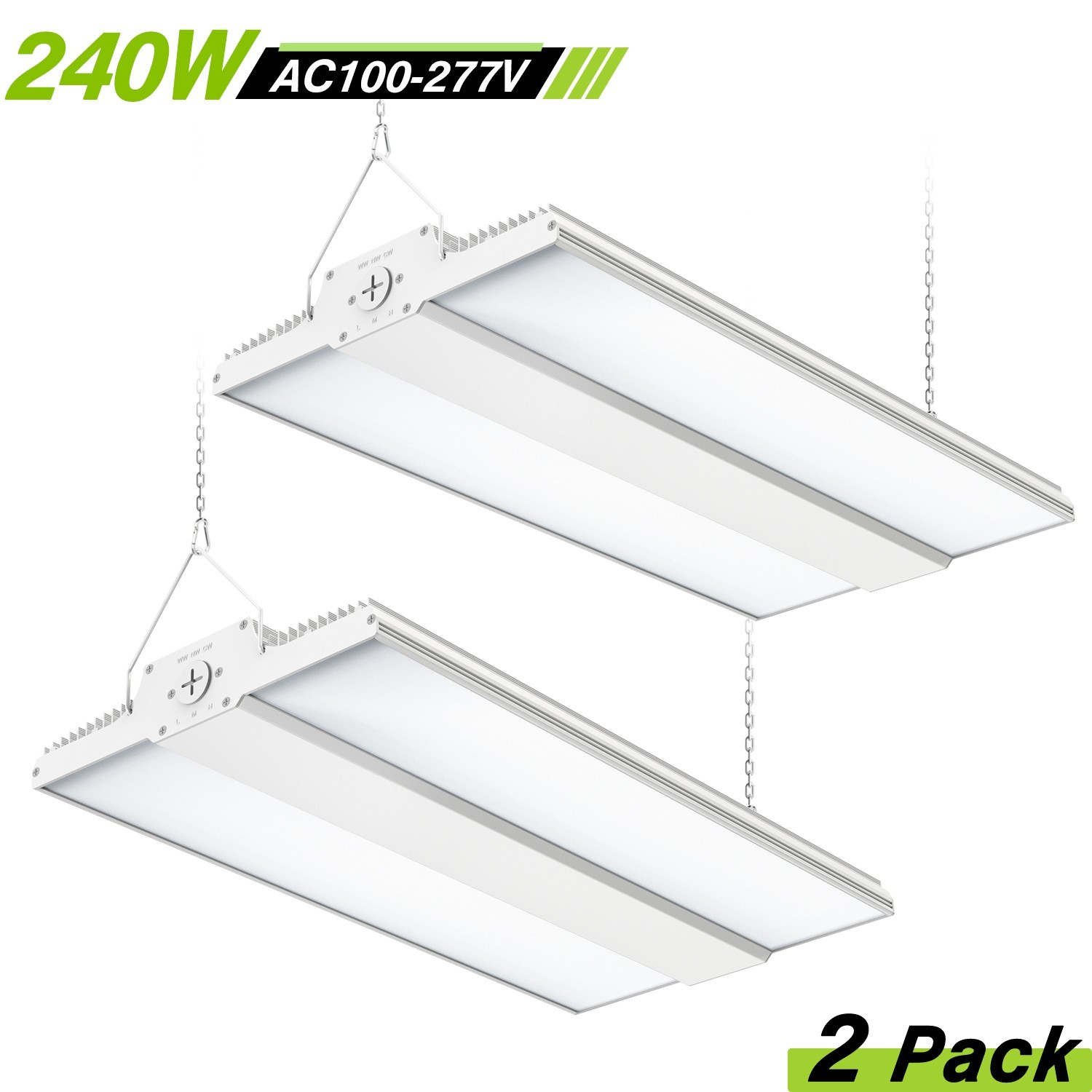 2PACK 240W LED Linear High Bay Light Commercial Warehouse Lamp 4500K/5000K/5700K