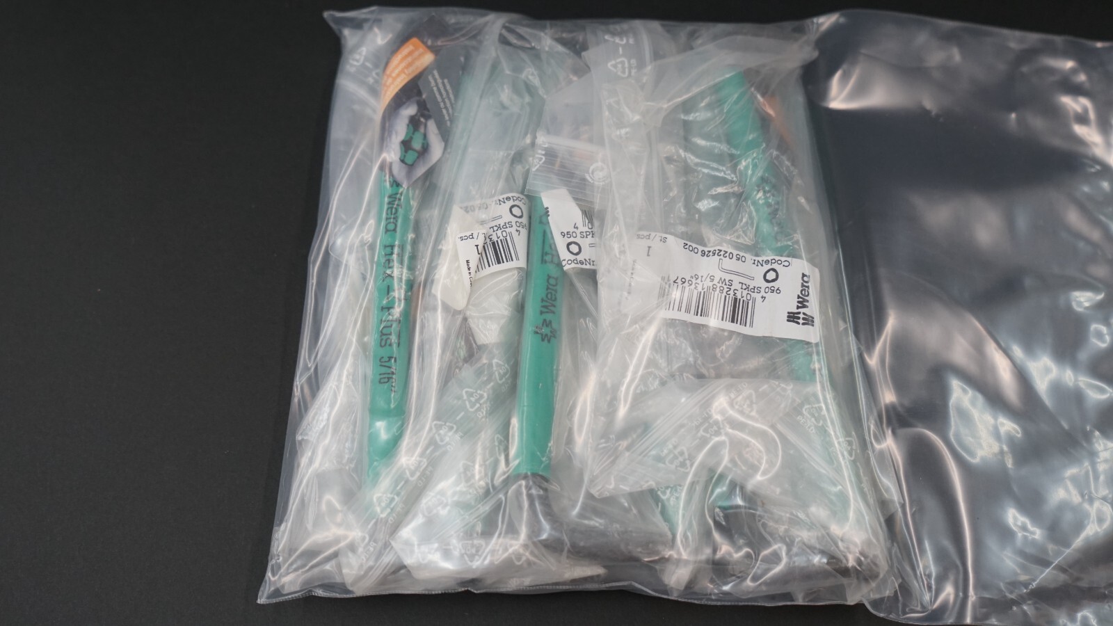 Wera 950 SPKL Ball End Hex Key, 5/16″ L-Key, Green (QTY 10)