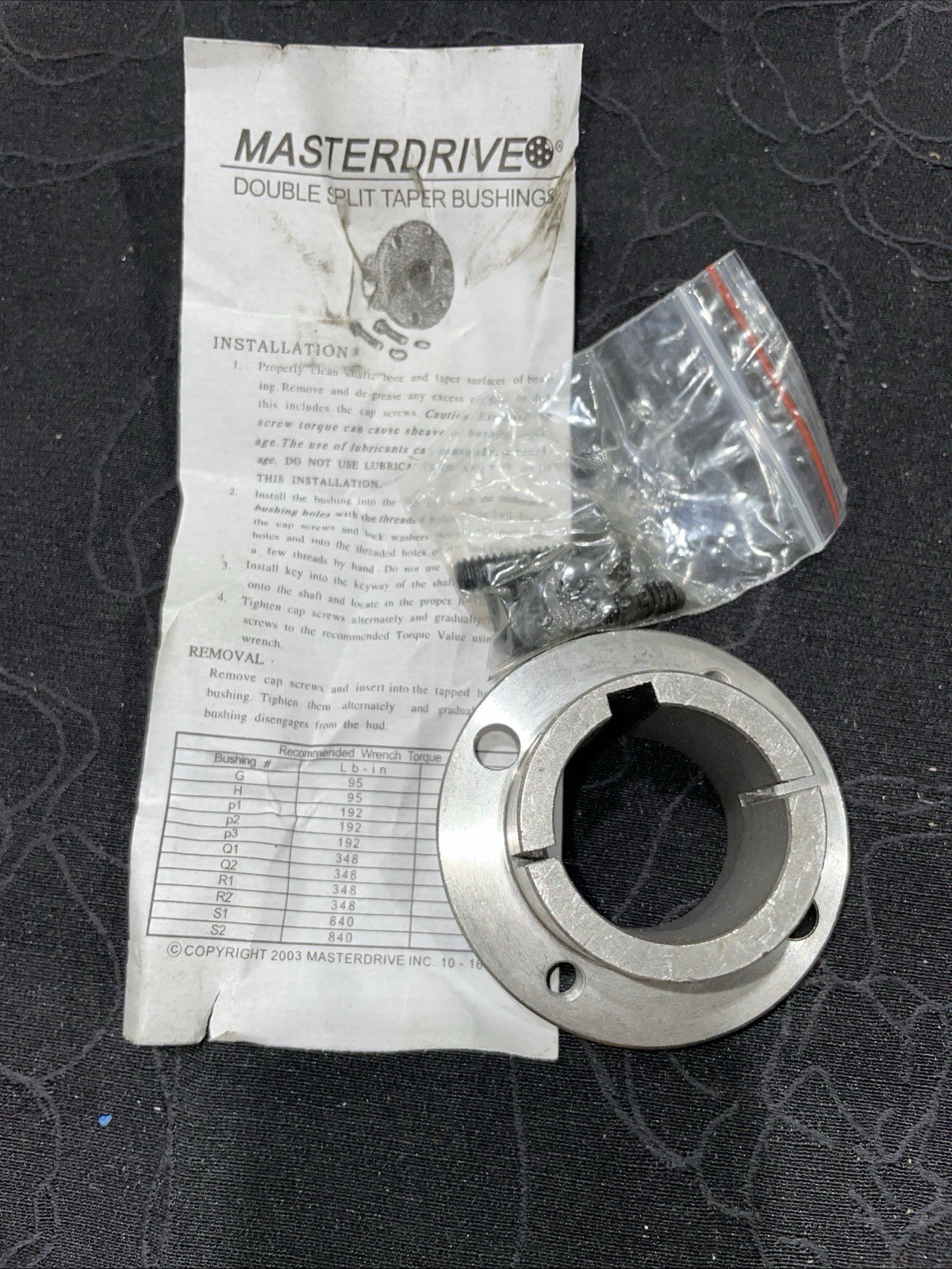 NEW Masterdrive H1-3/16 Double Split Taper Bushing *FREE SHIPPING*