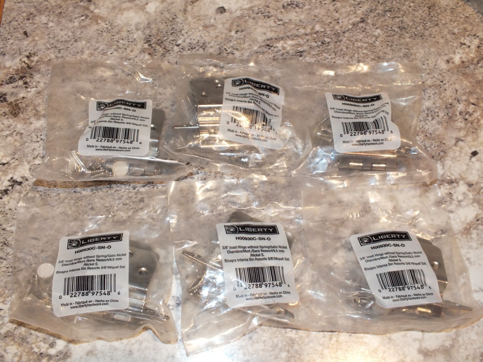12 Qty – 6 2 Packs – Liberty 3/8 in. Satin Nickel Inset Hinge H00930C-SN-O