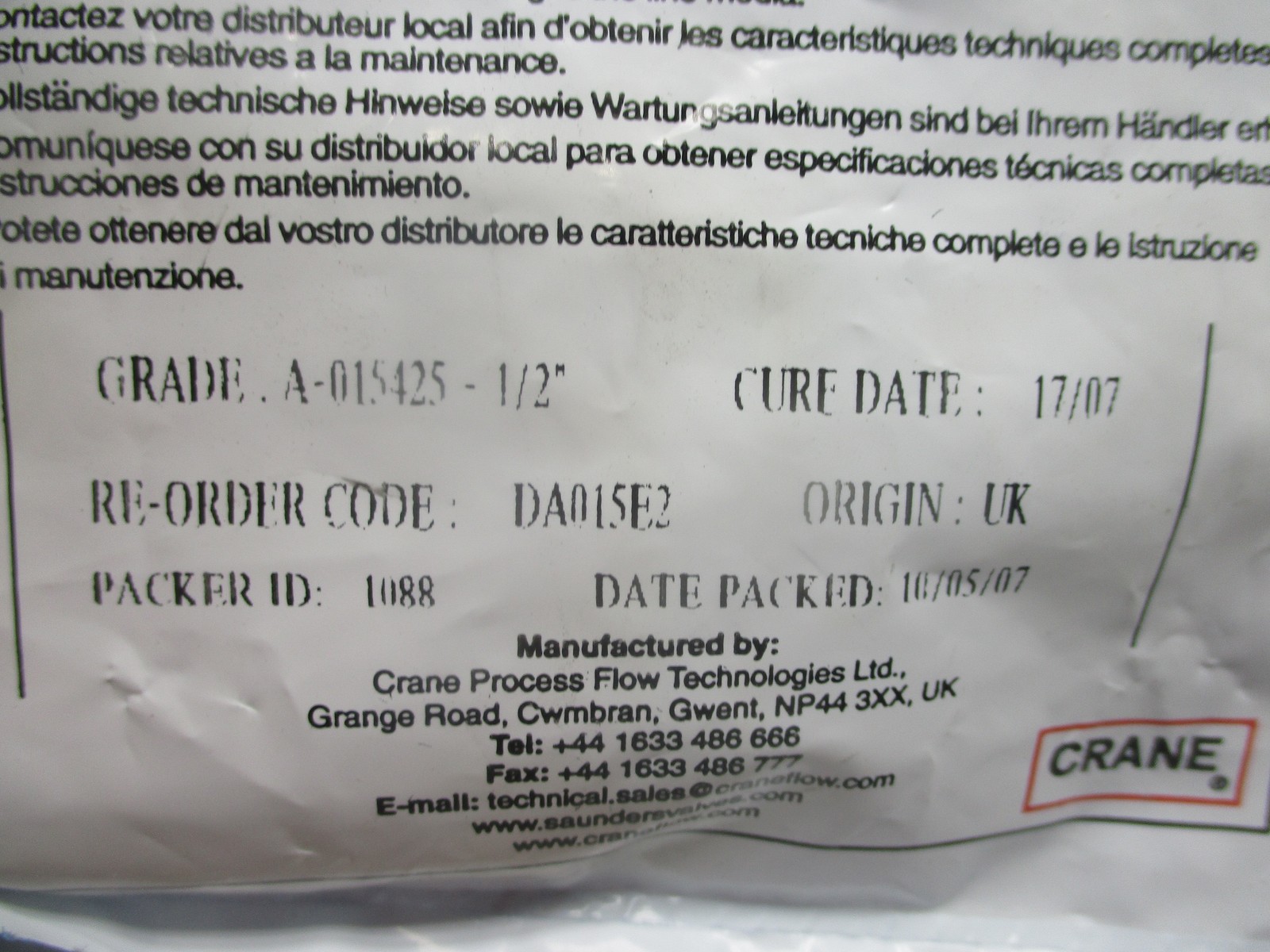SAUNDERS DA040E2 DIAPHRAGM NSMP