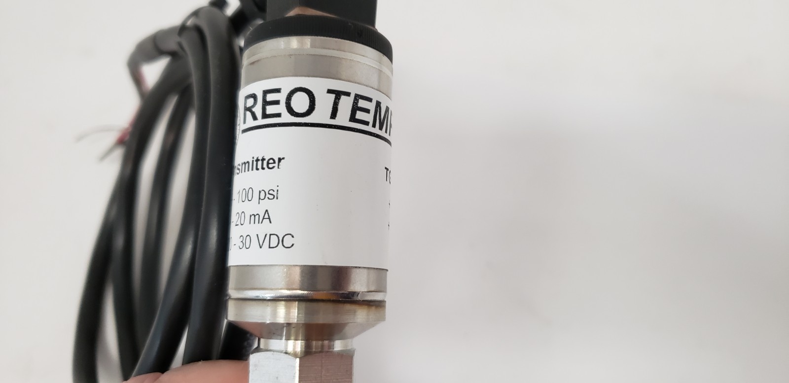 REOTEMP TG1-P18-2A4A PRESSURE TRANSMITTER, 0-100 PSI, 10-30VDC, 4-20mA, NNB