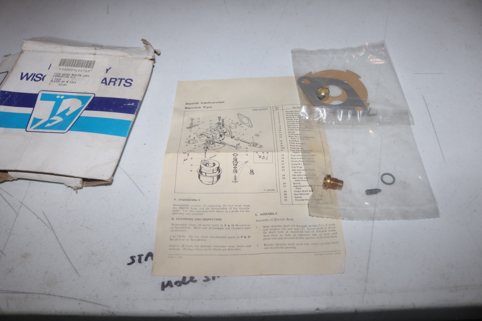 NOS Wisconsin LQ44 S10D S12D S14D L86 L95 Zenith K2165 carburetor kit
