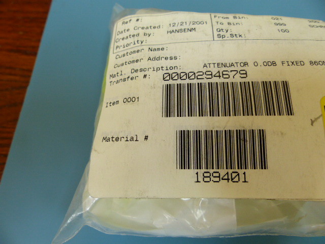 Scientific Atlanta 189401 Qty of 20 per Lot 0.0dB ATTENUATOR TO5 860MHZ 75