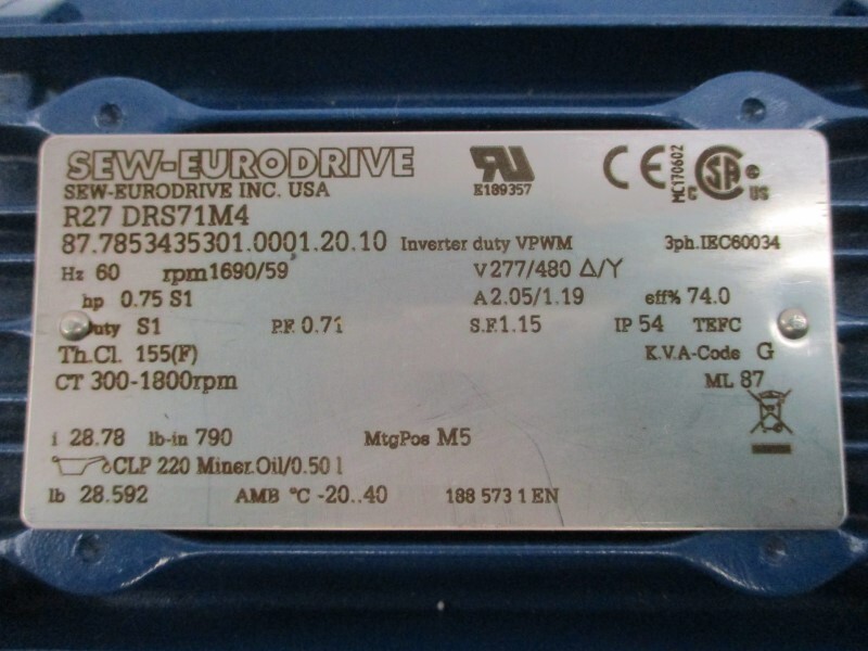 SEW-EURODRIVE R27DRS71M4 277/480V 2.05/1.19A NSNP