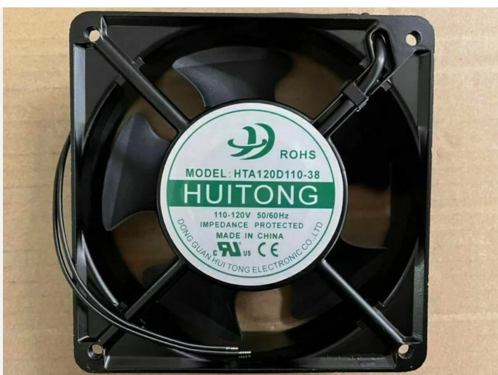1x HUI TONG Fan HTA120D110-38 AC 110V-120V 120*120*38Mm 2 Wire