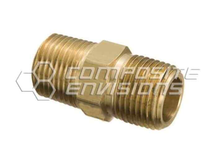 1/4″ x 1/4″ MPT Brass Hex Nipple