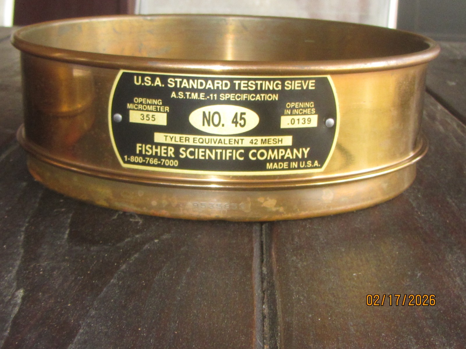 8″ full height brass lab sieves. Used. Fisher and VWR. Stack of 4. Sizes below.