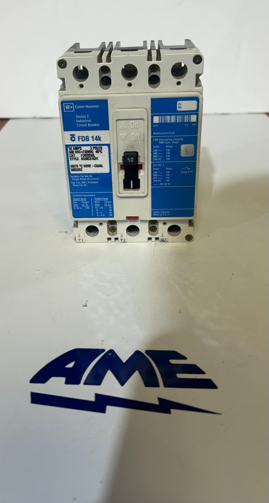 Cutler Hammer FCB3050L 50A,600VAC, circuit breaker 3 pole (Q-1)