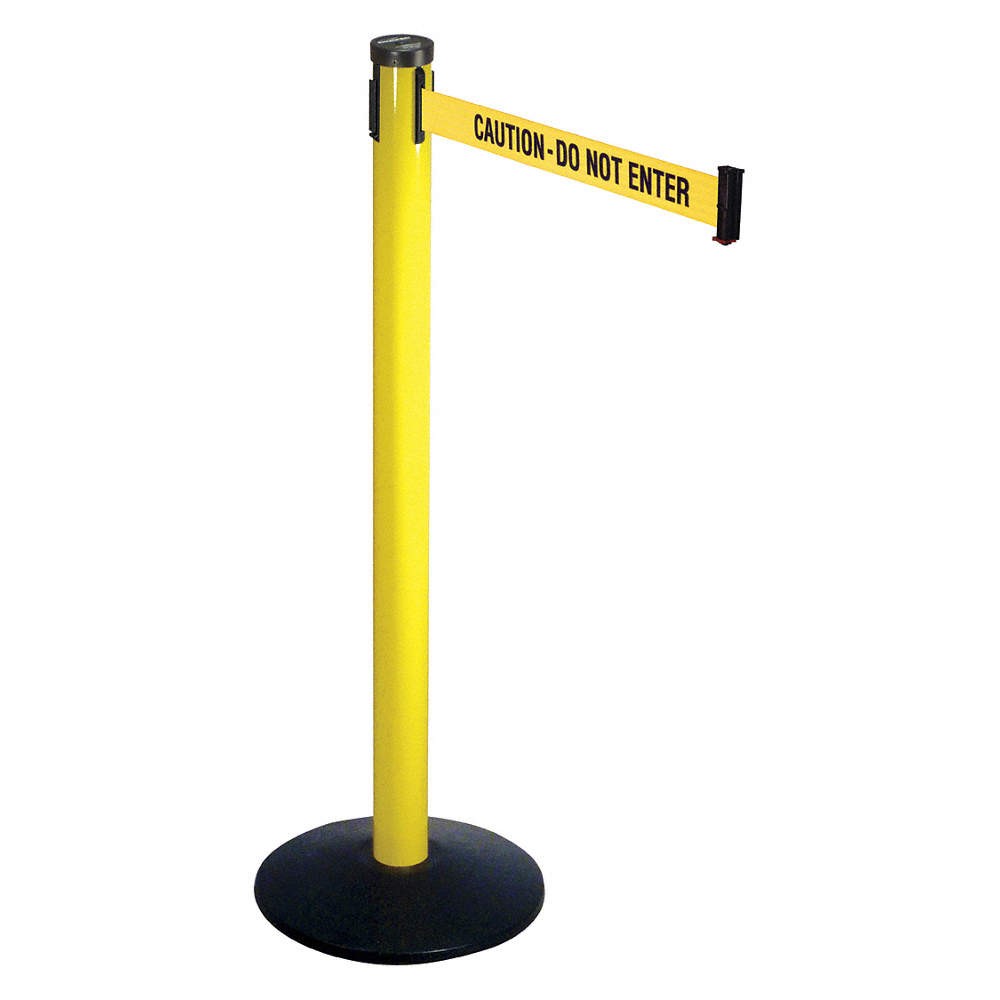 RETRACTA-BELT 301YA-CAU Barrier Post with Belt,40 In. H,Sloped 20YU43