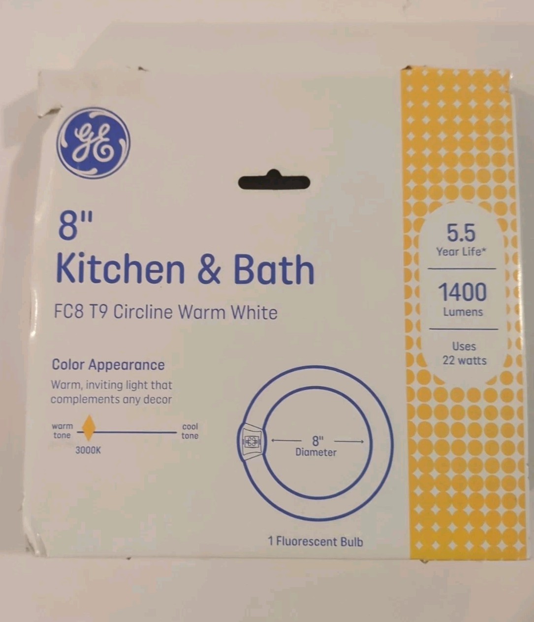 GE Lighting FC8T9/KB Circline Fluorescent Lamp 8″ 22W 3000K Warm Natural Light